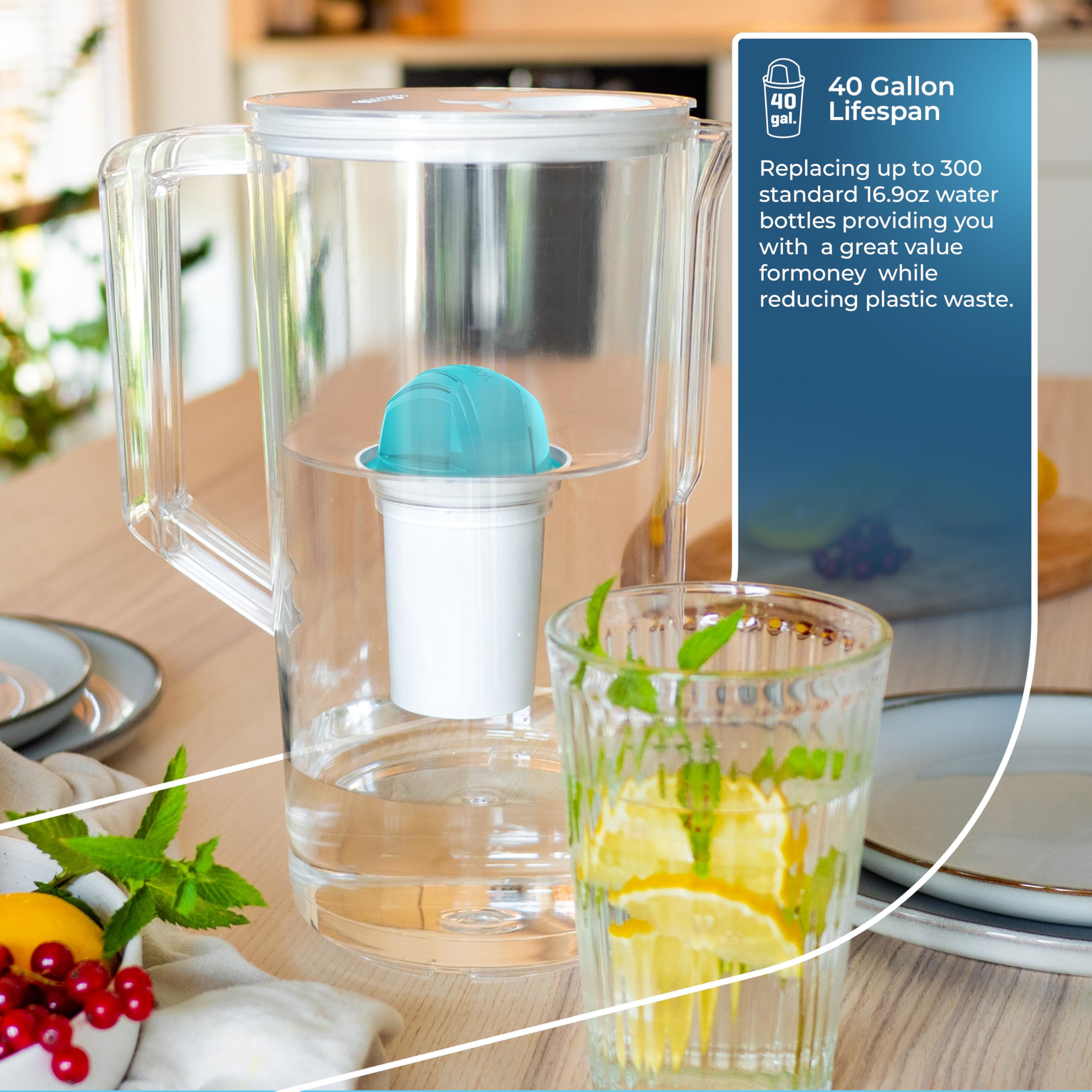 Aqua Classic Alkaline Water Filter Cartridge - 3 Pack Replacement for Brita Pitcher & Dispenser | pH Balanced Water Filter to Reduce Contaminants & Improve Taste | Perfect for Home, Office & Travel Use