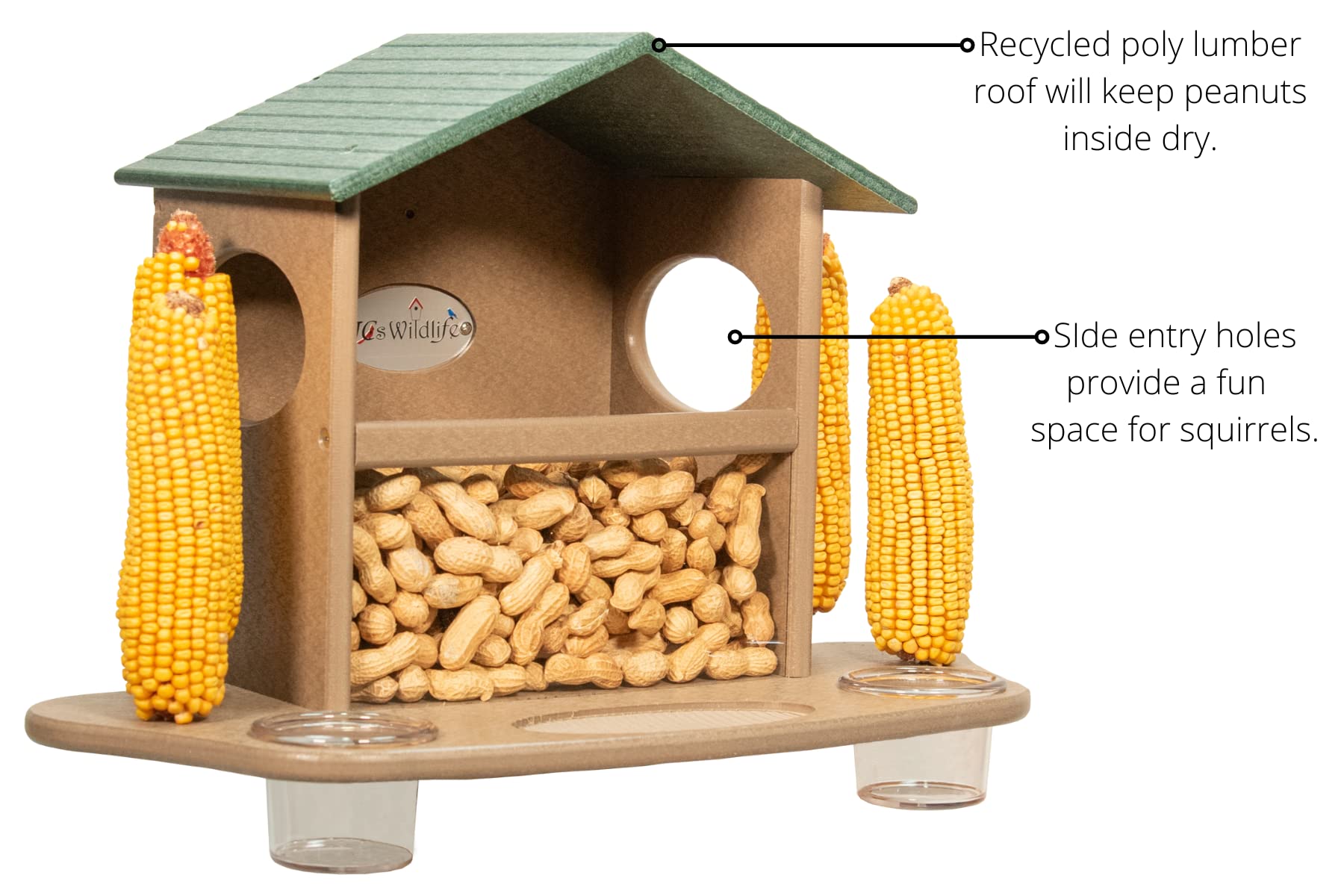 JCs Wildlife Ultimate Large Squirrel Feeder - Durable Squirrel Snack Station for Corn, Peanuts & Treats - USA Made Backyard Squirrel Feeder - Perfect for Wildlife Watching & Outdoor Pet Feeding