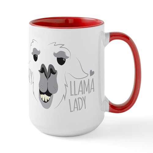 White/Red Inside - Crazy Llama Lady Mugs