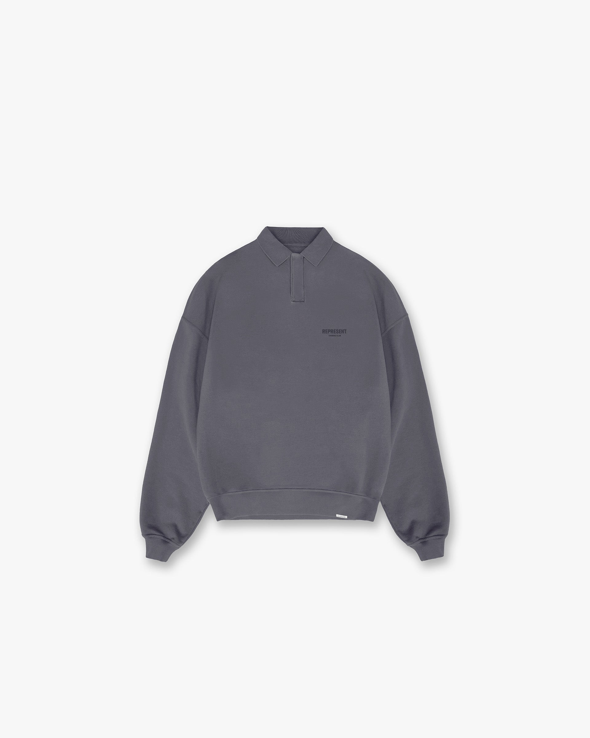 Represent Owners Club Long Sleeve Polo Sweater - Storm Grey Men's Casual Knitwear | Perfect for Business Casual, Golf Outings & Fall Layering