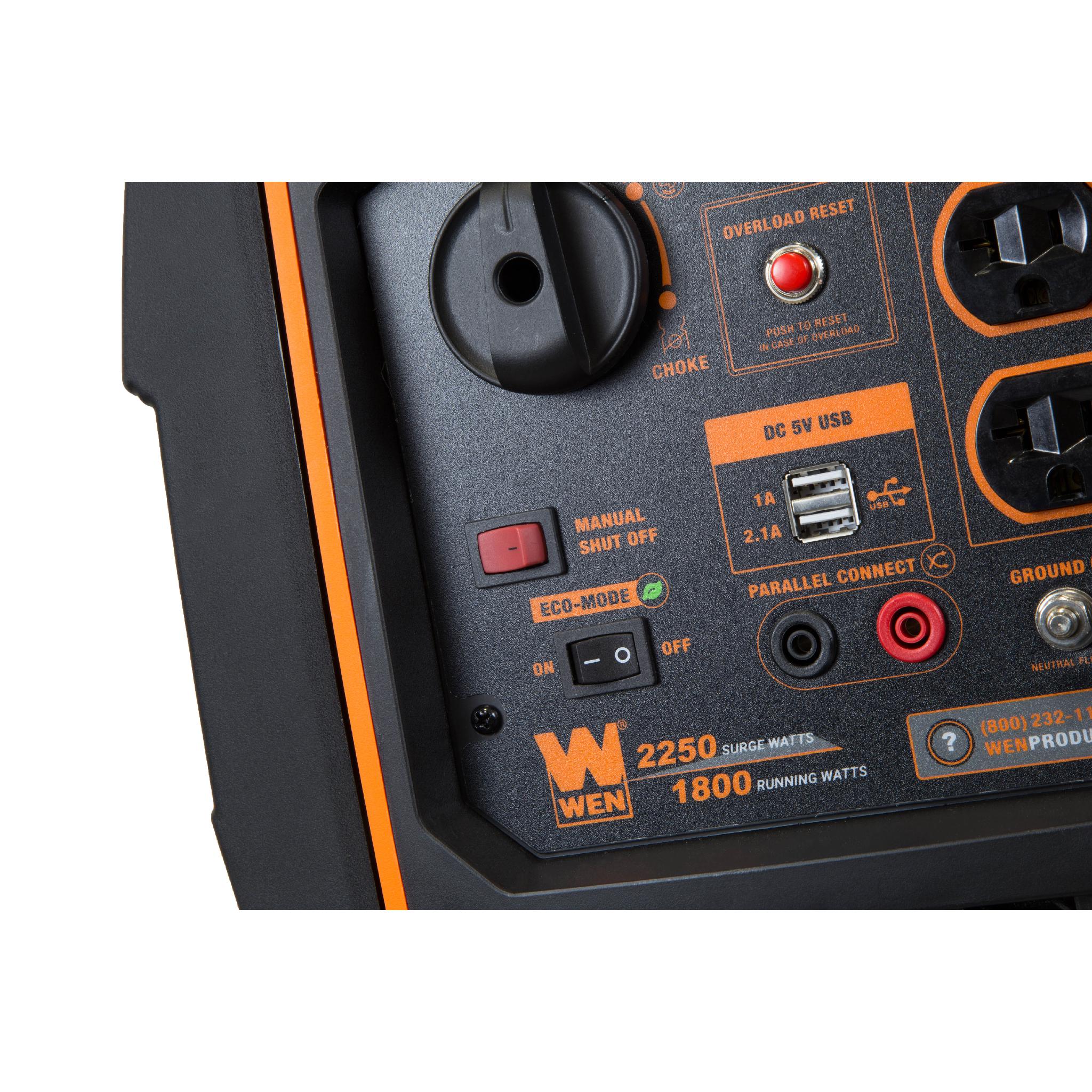 WEN R56225i 2250W Super Quiet Portable Inverter Generator with Fuel Shut Off - Manufacturer Refurbished | Camping, RV, Emergency Power & Outdoor Activities