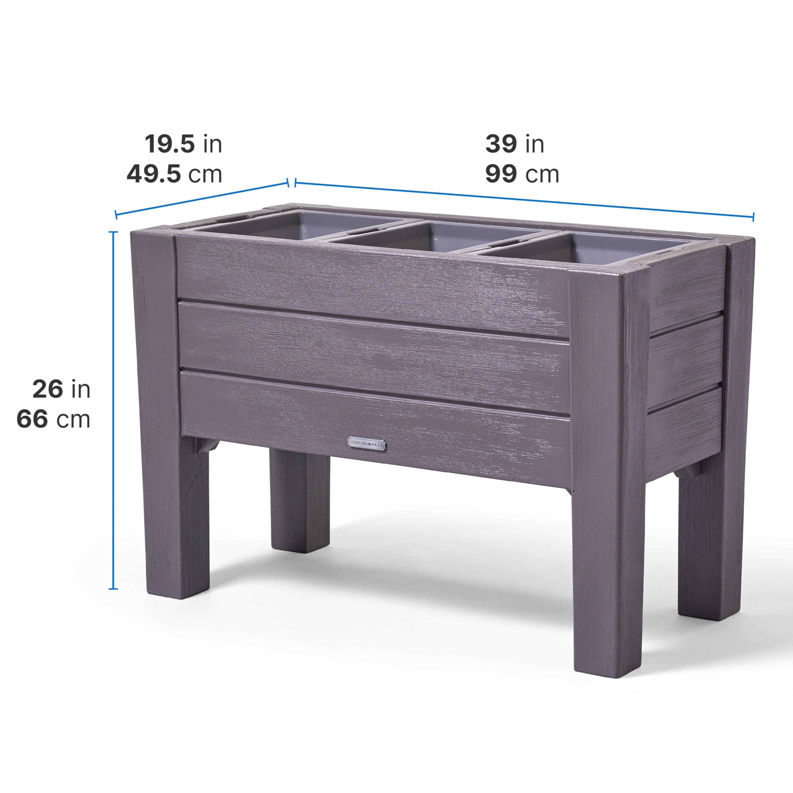 Step2 Lakewood Raised Planter Box - Large Outdoor Garden Planter with Easy Drainage, Durable Dark Cedar Plastic for Flowers, Herbs & Vegetables | Perfect for Patio, Porch, Deck or Backyard Gardening