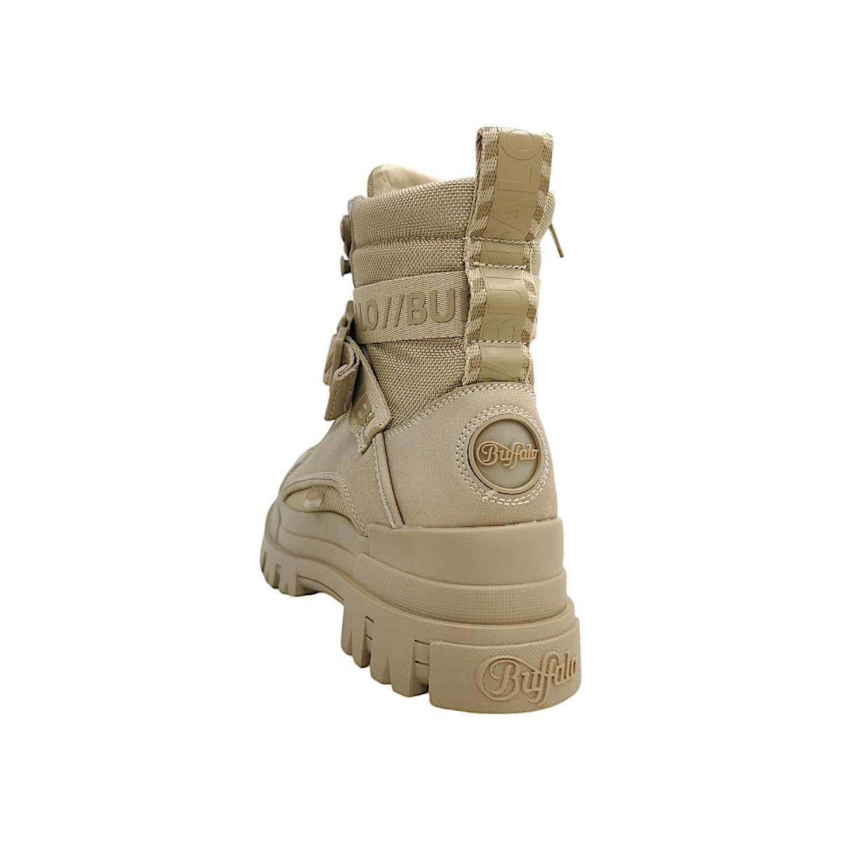 Buffalo ASPHA COM1 Women's Platform Boots in Beige - Size 9 US | Chunky Heel Ankle Booties for Fall & Winter Fashion, Casual Outfits & Streetwear Looks