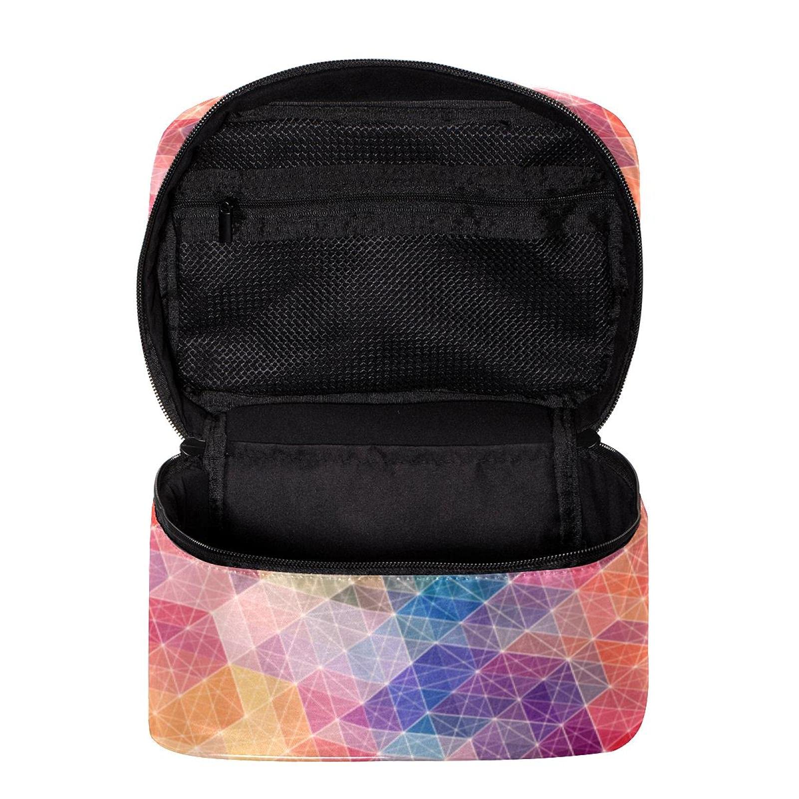 Vibrant Geometric Cube Print Large Travel Makeup Bag - Waterproof Cosmetic Organizer with Zipper for Women & Girls | Perfect for Vacation, Gym, Daily Essentials Storage