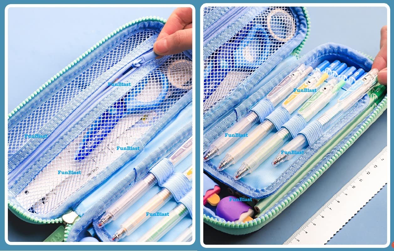 FunBlast Dinosaur Pencil Case for Boys & Girls - Kids School Supply Organizer with Zipper, Cute Dinosaur Design Pencil Pouch for Back to School, Birthday Gifts, Classroom Essentials (Perfect for School, Travel & Homework Organization)