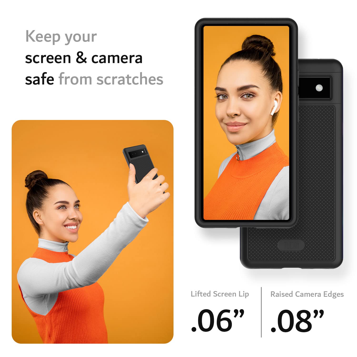 Military Grade Shockproof Google Pixel 6a Case (2022) | TUDIA MergeGrip Dual Layer Protective Phone Cover | Drop Tested, Non-Slip Slim Design - Matte Black | Perfect for Outdoor Activities, Construction Work & Daily Protection