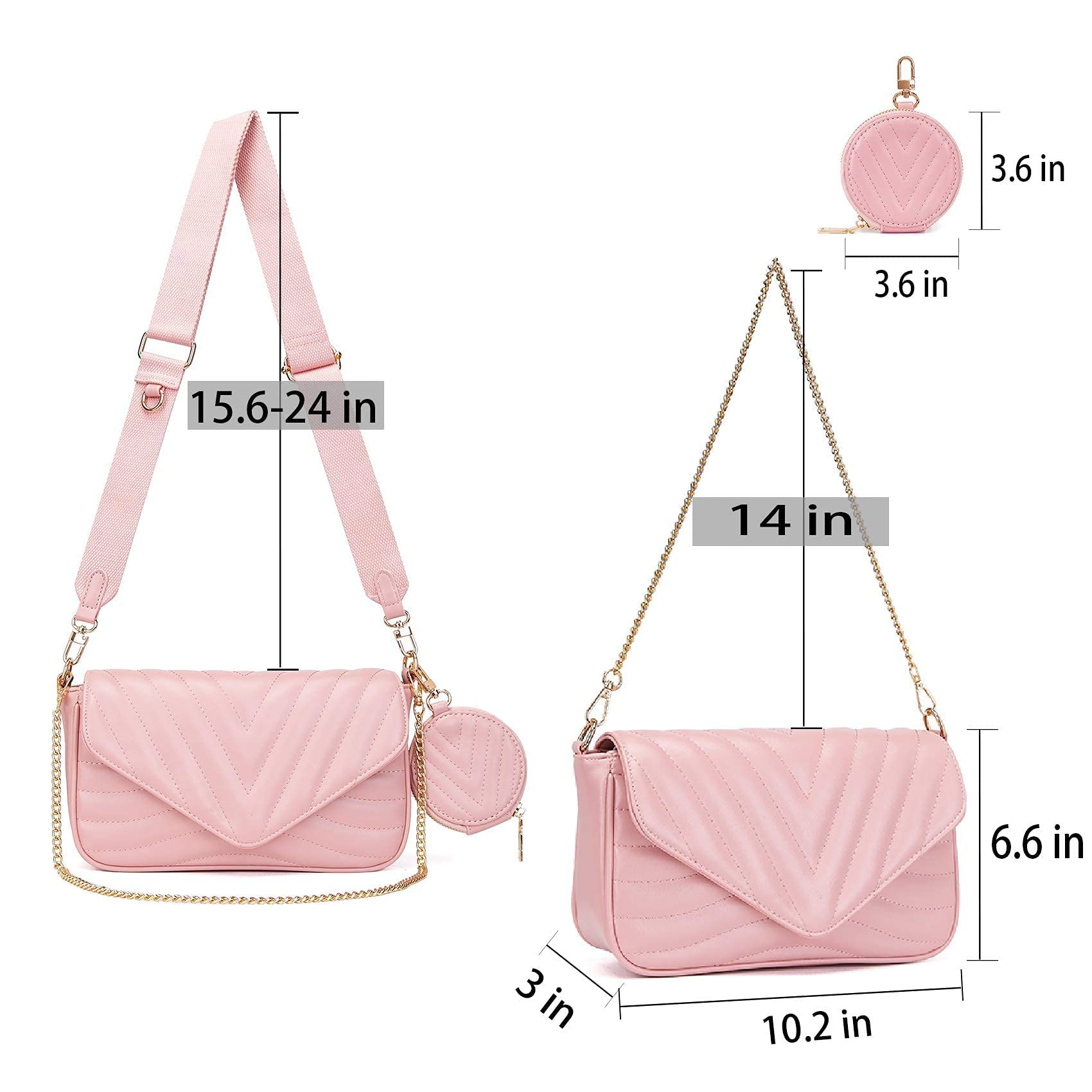 Quilted Crossbody Bag for Women - Stylish Designer Purse with Detachable Coin Pouch & 2 Size Options | Perfect for Travel, Shopping, and Everyday Use