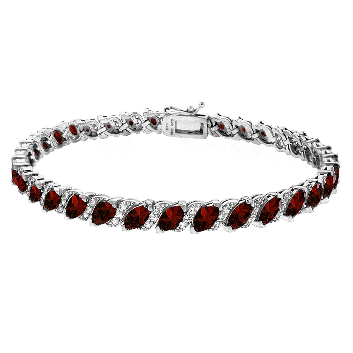B. BRILLIANT Women's Birthstone Bracelet - Marquise Cut Genuine & Synthetic Gemstone Tennis Bracelet in Sterling Silver or Gold Flash with Gift Box | Perfect for Anniversaries, Birthdays & Special Occasions