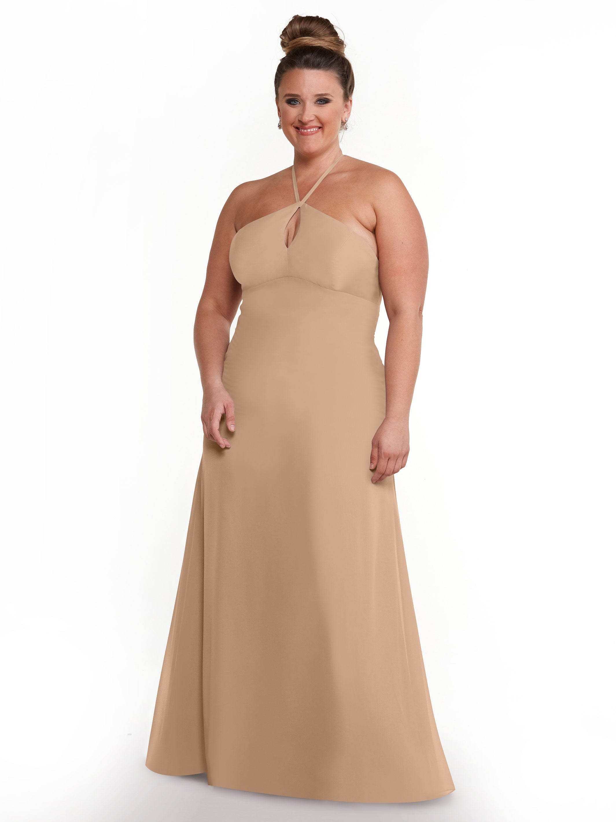 Elegant A-Line Chiffon Bridesmaid Dress with Keyhole Halter Neckline - Perfect for Weddings, Formal Events & Special Occasions