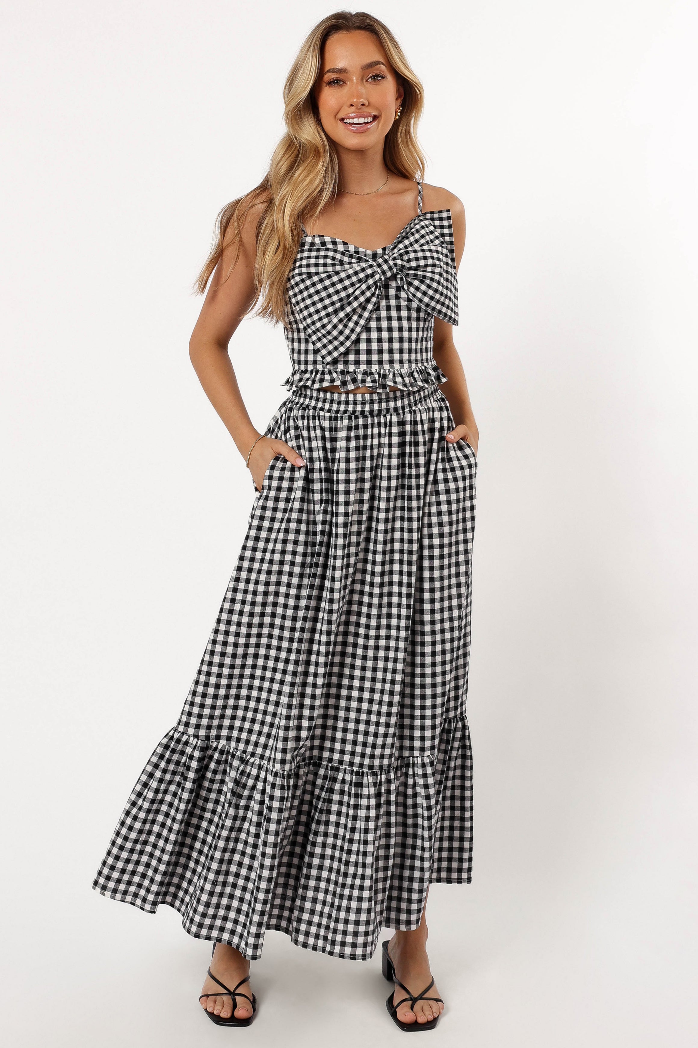 Bambi Top - Black Gingham Checkered Blouse for Women | Casual Summer Tops | Perfect for Beach, Picnic & Date Night Outfits