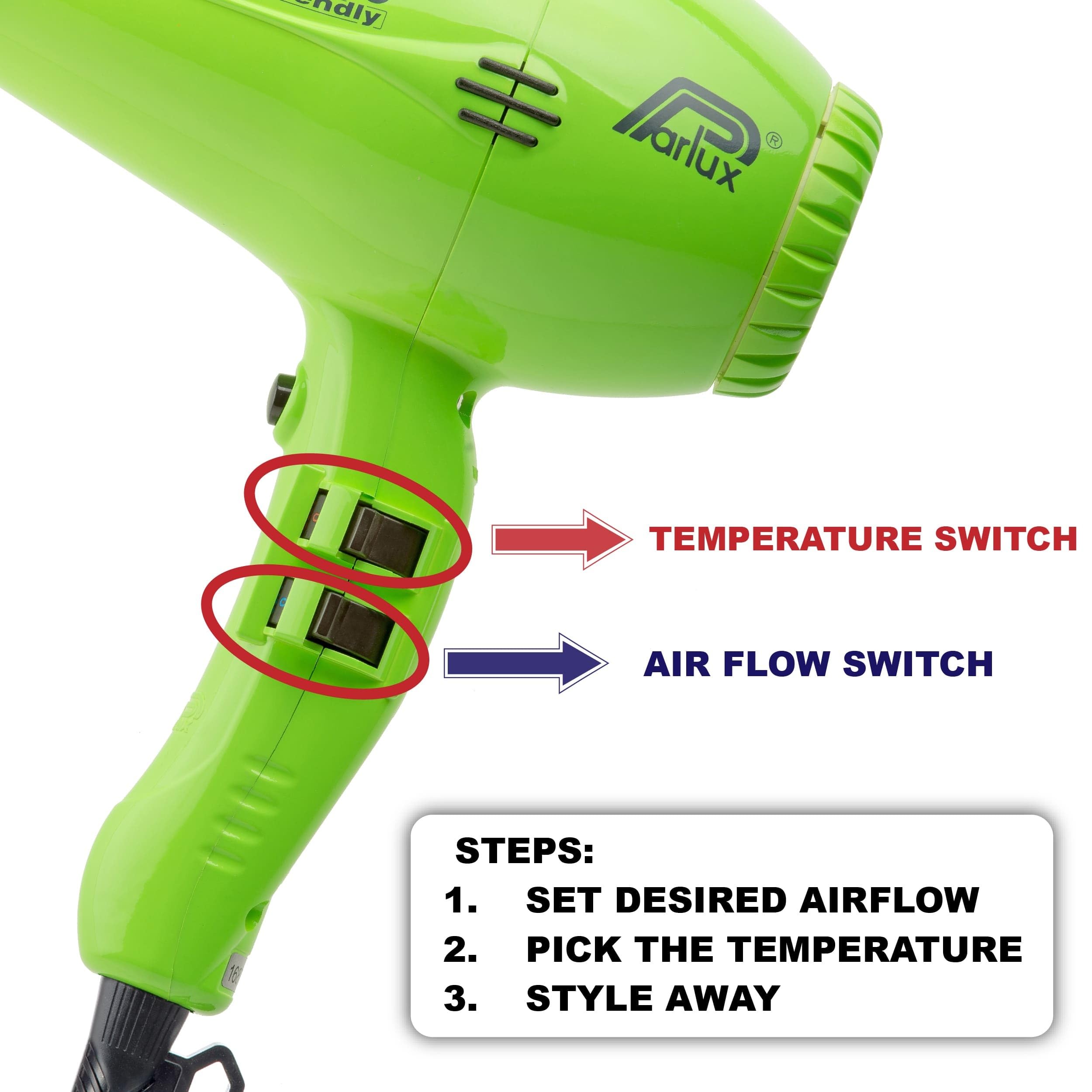 Parlux 3800 Eco Friendly Ionic & Ceramic Hair Dryer with Tangle-Free Cord Cover - Lightweight Fast Drying Blow Dryer for Frizz Control & Hair Protection | Perfect for Home Use, Travel & Salon Styling