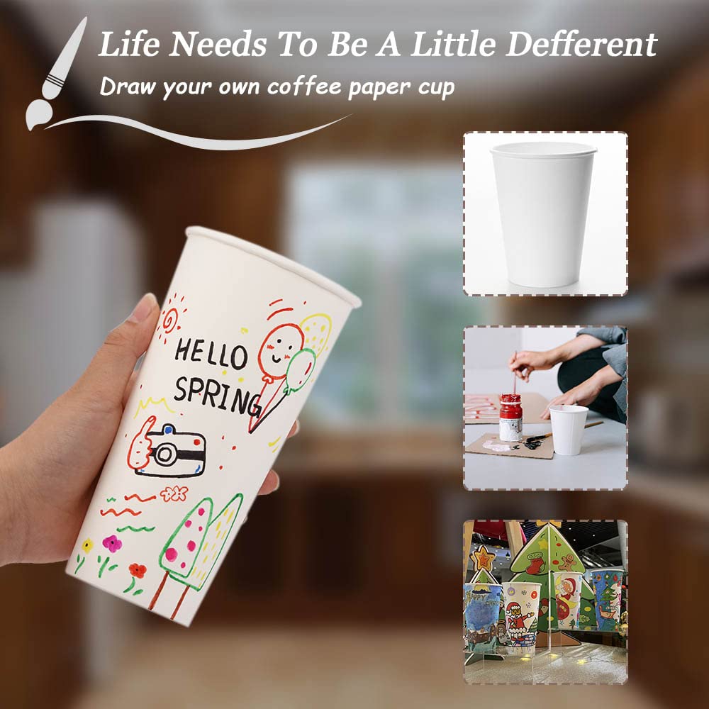 Lamosi 300 Pack 8 oz Disposable Paper Cups - White Hot & Cold Beverage Drinking Cups for Coffee, Tea, Juice, Water - Ideal for Office, Party, Home, Travel & Outdoor Events