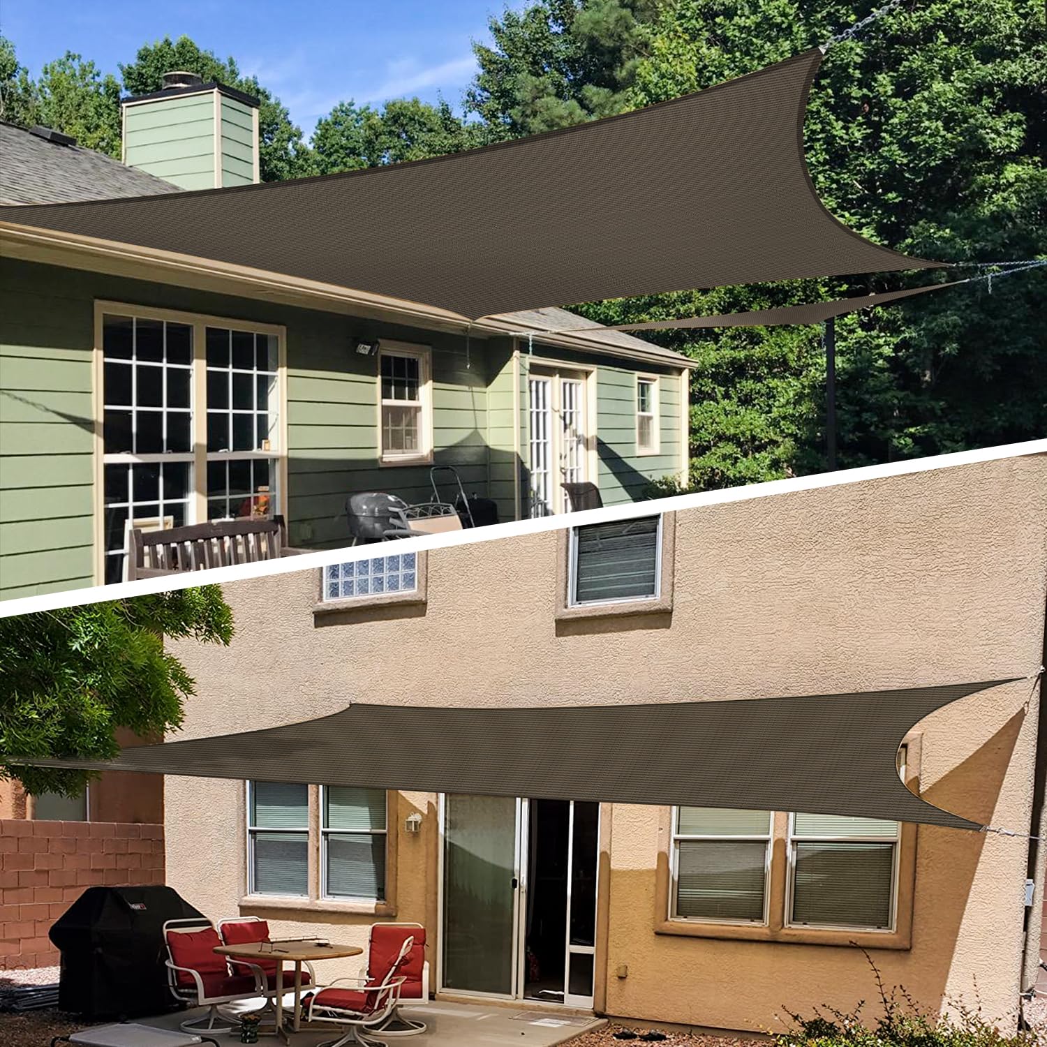 16' x 20' Brown Coffee Sun Shade Sail - Premium Permeable Square Canopy for Patio, Garden & Pool Area - UV Protection & Custom Commercial Standard by TANG Sunshades Depot