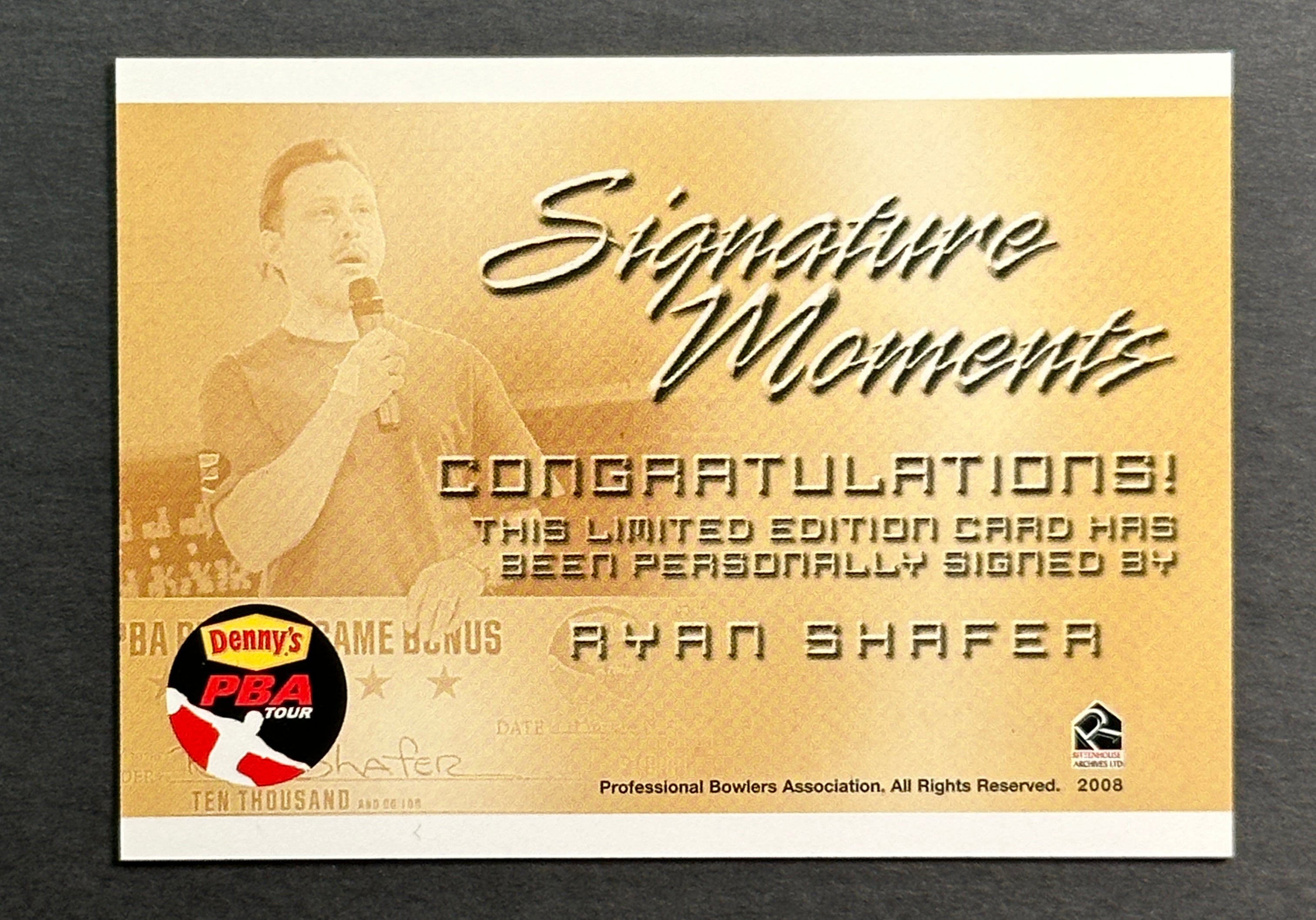 Ryan Shafer 2007 Rittenhouse Signature Moments PBA Autographed Bowling Trading Card - Perfect for Collectors and Bowling Enthusiasts