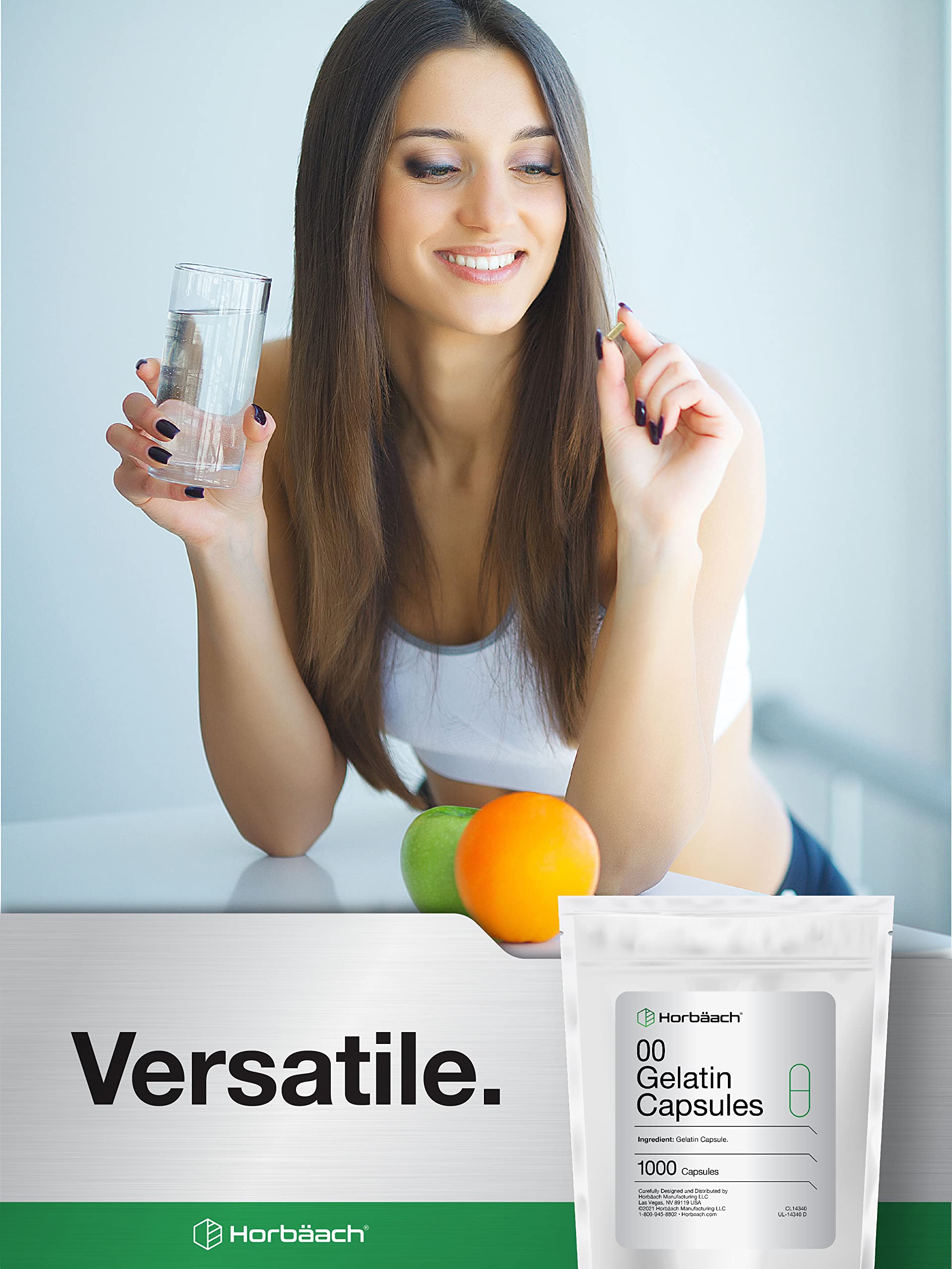 Horbaach 1000 Empty Size 00 Clear Gelatin Capsules - Non-GMO, Gluten Free, Resealable Bag for DIY Supplements, Herbal Remedies & Vitamin Filling | Perfect for Home Use & Small Business Packaging