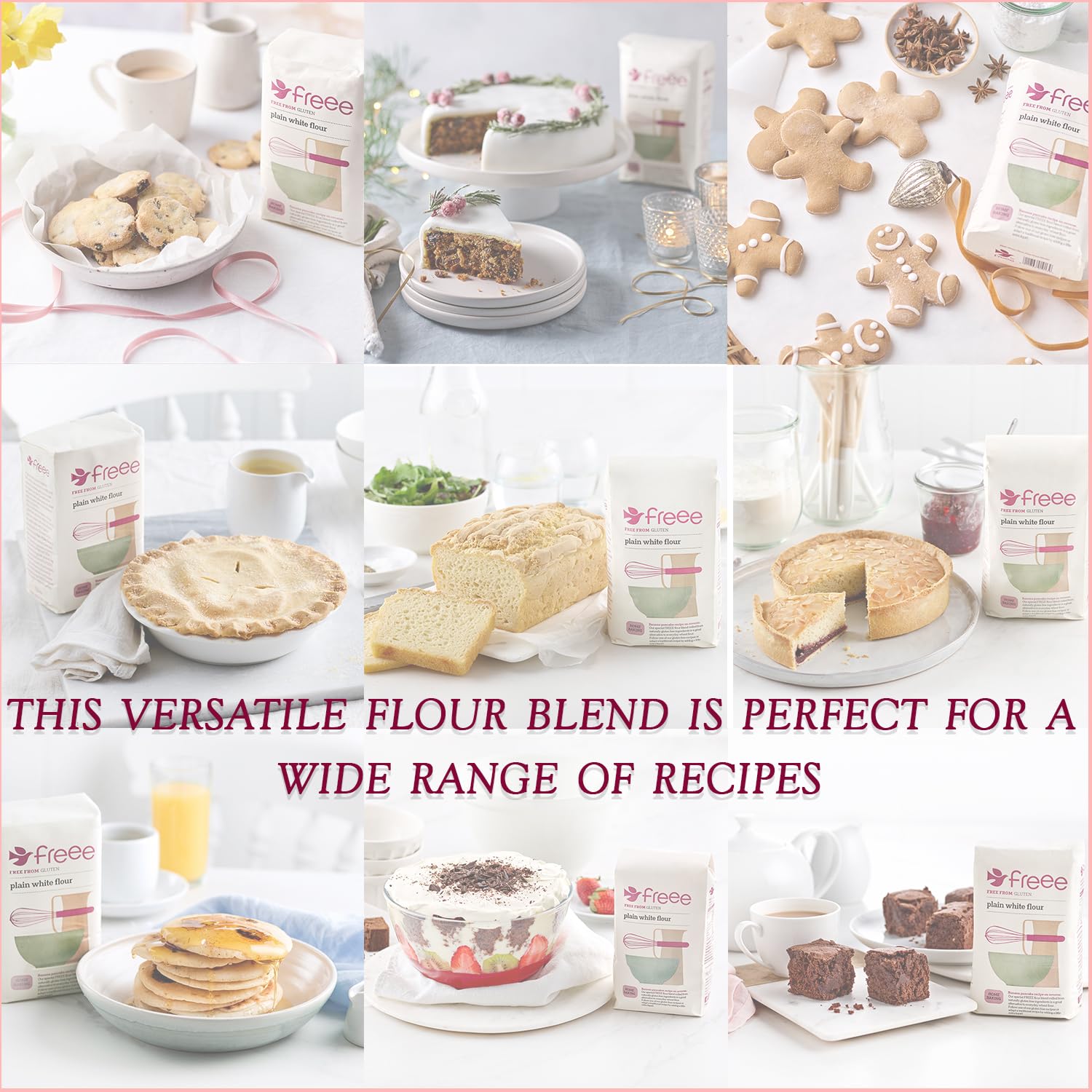 Freee Gluten-Free Plain White Flour - 1Kg (Pack of 5) | Premium Blend for Gluten-Sensitive & Celiac Diets | Light & Fluffy Texture for Baking Bread, Cookies, Cakes & Pastries | Perfect for Home Bakers & Healthy Lifestyle | All-Purpose Flour for Gluten-Free Recipes