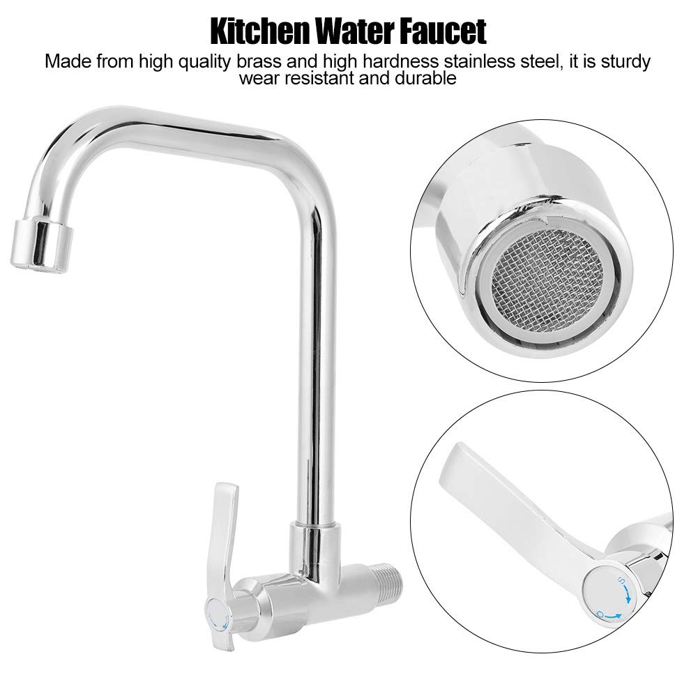Wall Mounted Single Handle Kitchen Faucet - G1/2 Chrome Plated Cold Water Tap for Home, Bar & RV Use | Durable Sink Faucet for Modern Kitchens & Outdoor Bars