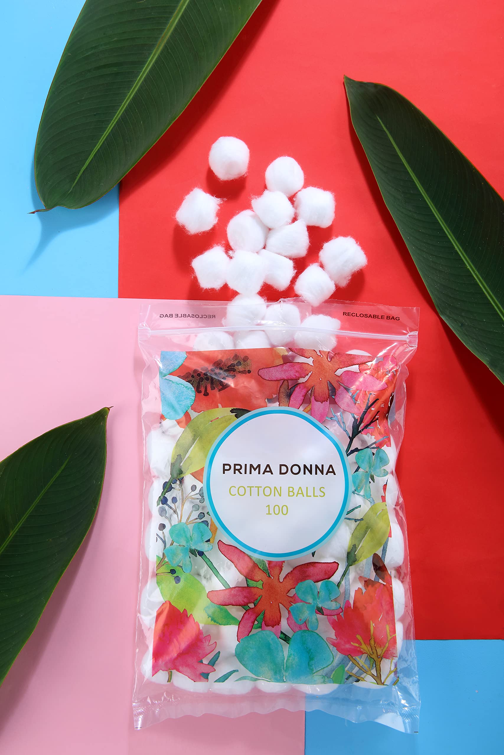 Prima Donna 100% Pure Cotton Balls - Soft & Highly Absorbent for Makeup Removal, Nail Polish, Medical Use - 100 Count (1 Pack) | Gentle for Face & Eyes, Ideal for Skincare & First Aid