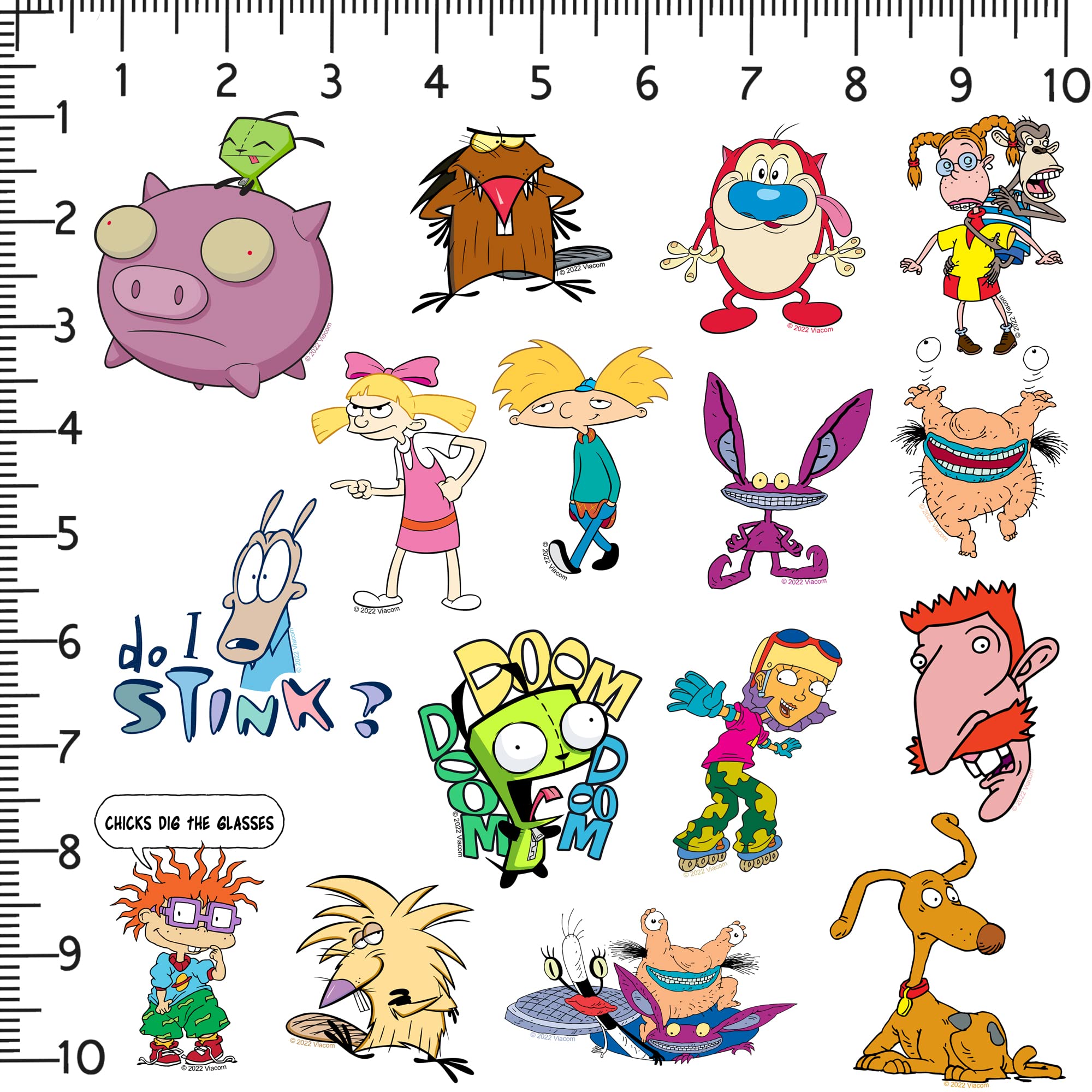 Nickelodeon 90's Nostalgic Sticker Pack - 50 Large Die-Cut Vinyl Stickers for Laptop, Water Bottle, Scrapbooking, Tablet & Skateboard - Indoor & Outdoor Decoration - Perfect for DIY Crafts, School Supplies & Gift Giving