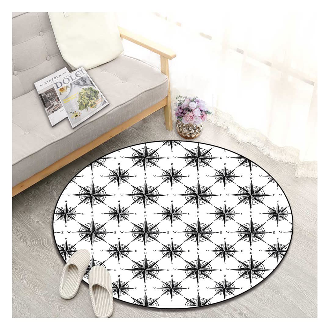 Non-Slip Round Area Rug - Machine Washable Floor Mat for Living Room, Bedroom & Kids Room - Soft Home Decor Carpet (79