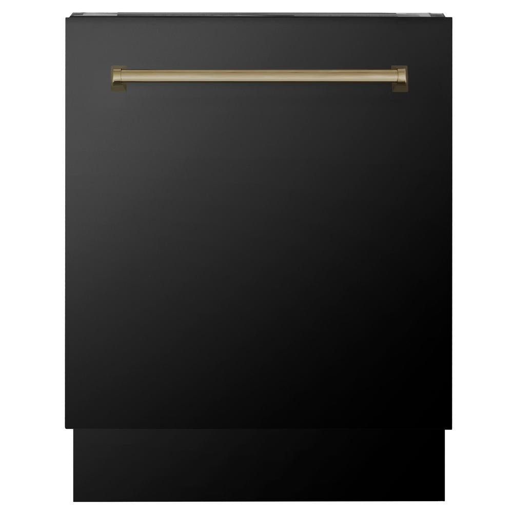 ZLINE Autograph Edition 48-inch Black Stainless Steel Kitchen Package - Dual Fuel Range, Range Hood, Dishwasher & Champagne Bronze Refrigerator | Premium Kitchen Appliances for Modern Homes & Professional Chefs