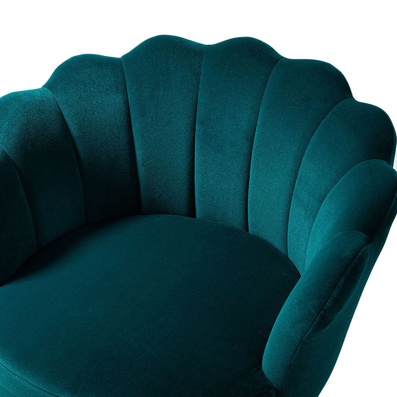 Evelia Velvet Scalloped Barrel Chair - Luxurious Velvet Accent Chair with Curved Back for Living Room, Bedroom & Office - Perfect for Reading Nook, Lounge Area or Home Decor