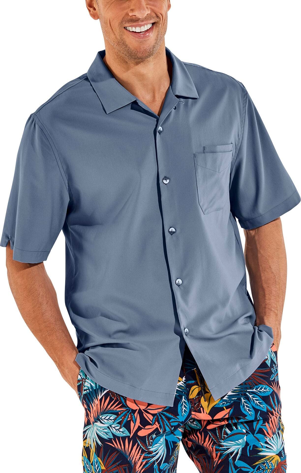 Coolibar UPF 50+ Men's Safari Camp Shirt - Sun Protective Long Sleeve Button Down for Outdoor Adventures, Hiking & Travel - Lightweight UV Protection Clothing