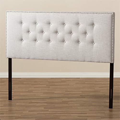 Baxton Studio Windsor Tufted King Size Upholstered Headboard in Grayish Beige - Luxurious Bedroom Upgrade for Master Suite or Guest Room