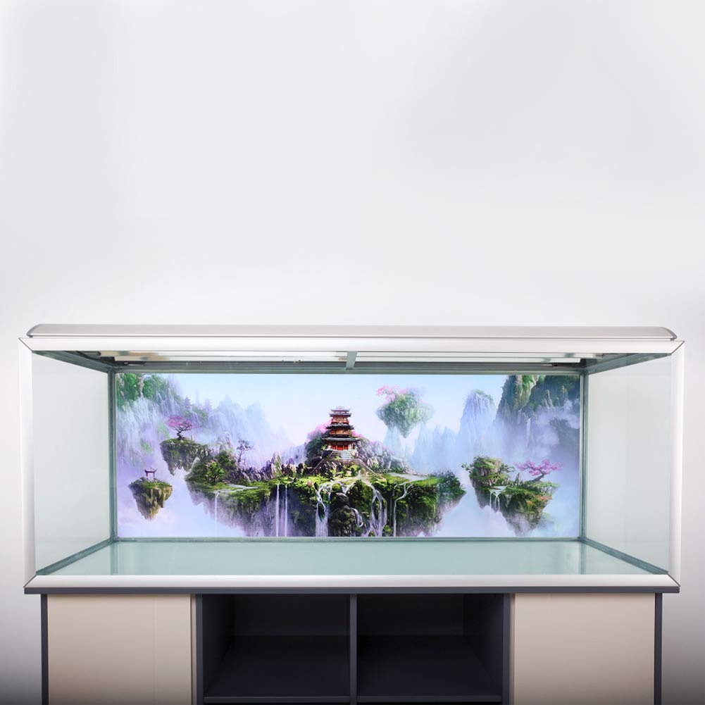 3D PVC Aquarium Background Sticker - Sky Castle Fish Wallpaper for Tank Decoration (61x30cm) - Perfect for Freshwater & Saltwater Tanks