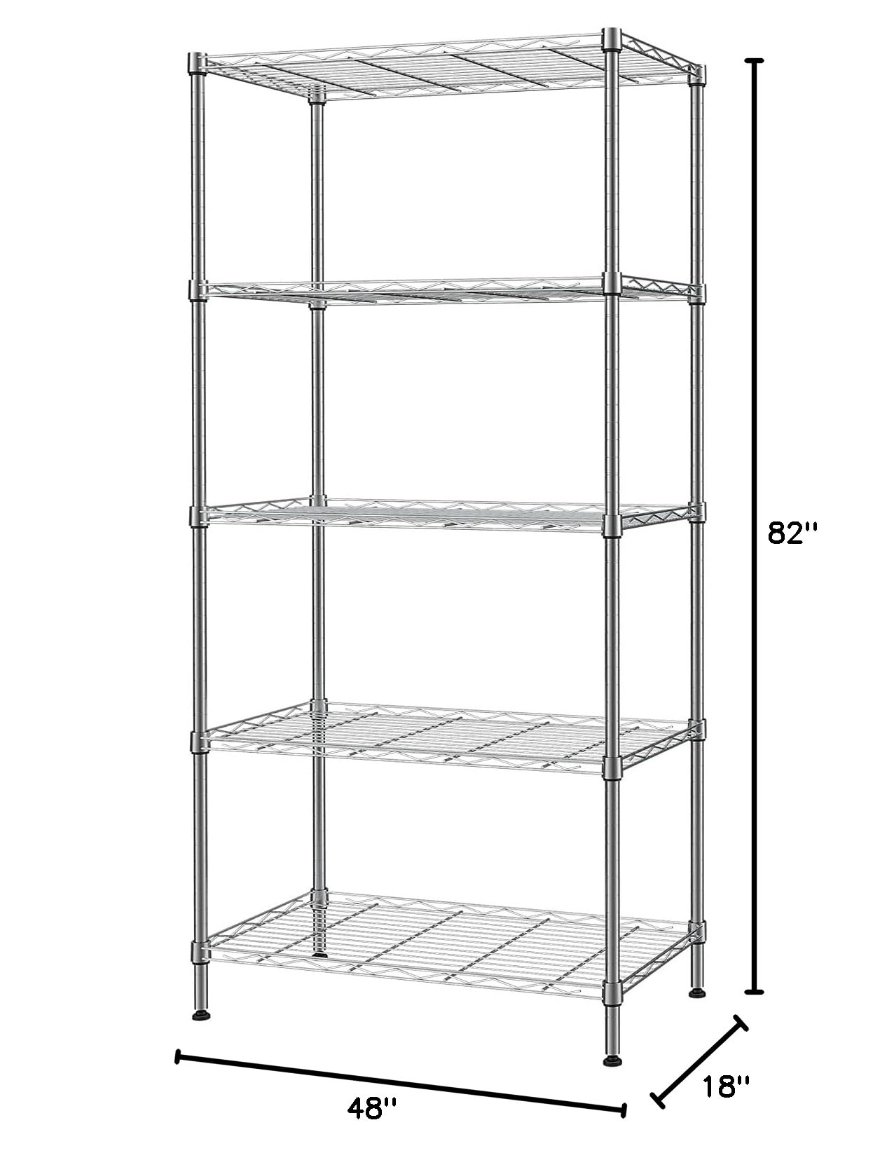 6-Tier Heavy Duty Metal Shelving Unit with Wheels - Adjustable Height 48