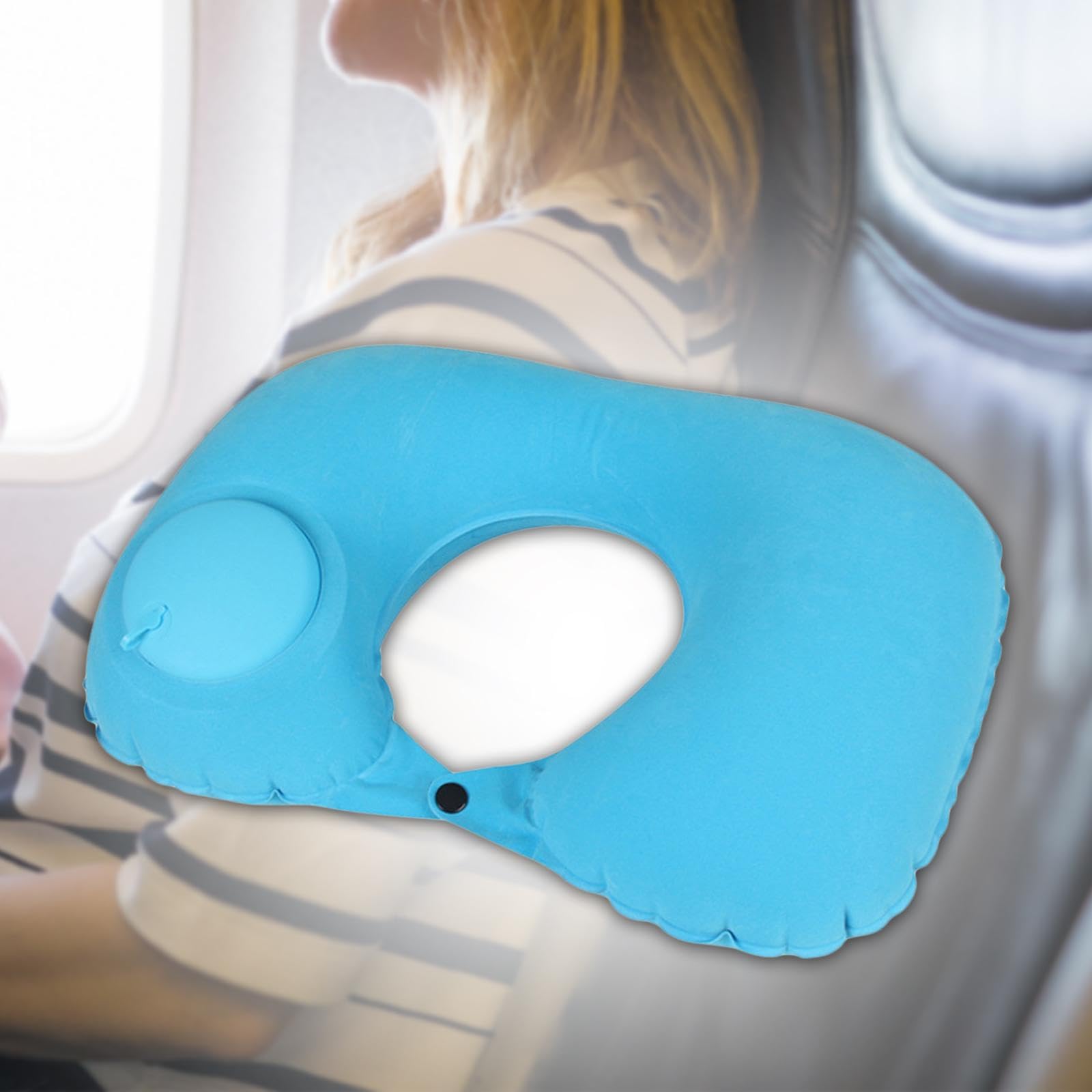 THE STYLE SUTRA® Ultralight Inflatable Travel Pillow - U-Shape Neck Support for Airplane, Office, Camping & Train Travel - Light Blue | Portable Comfort Accessory | Perfect for Business Trips & Vacations