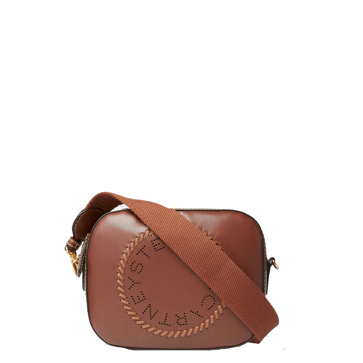 Stella Logo Camera Bag with Whip/Stud Strap in Cognac - Stylish Crossbody Bag for Photographers & Travel Enthusiasts | Perfect for Everyday Use, Travel & Photography Adventures