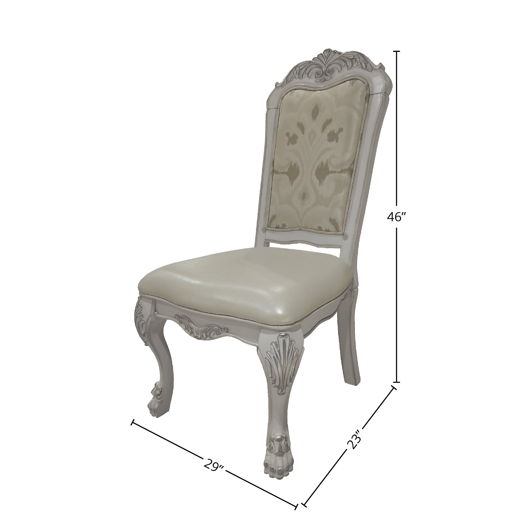 Dresden Modern Synthetic Leather & Fabric Side Chairs (Set of 2) - Bone White Finish - Perfect for Dining Room, Home Office & Small Spaces