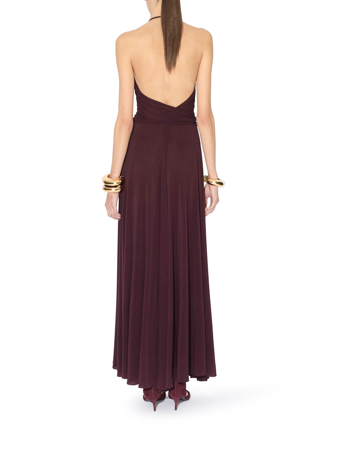 Alaia Crossed Dress in Red - Elegant Women's Fashion for Parties & Date Nights | Style AA9R2707J050B 332 Bordeaux