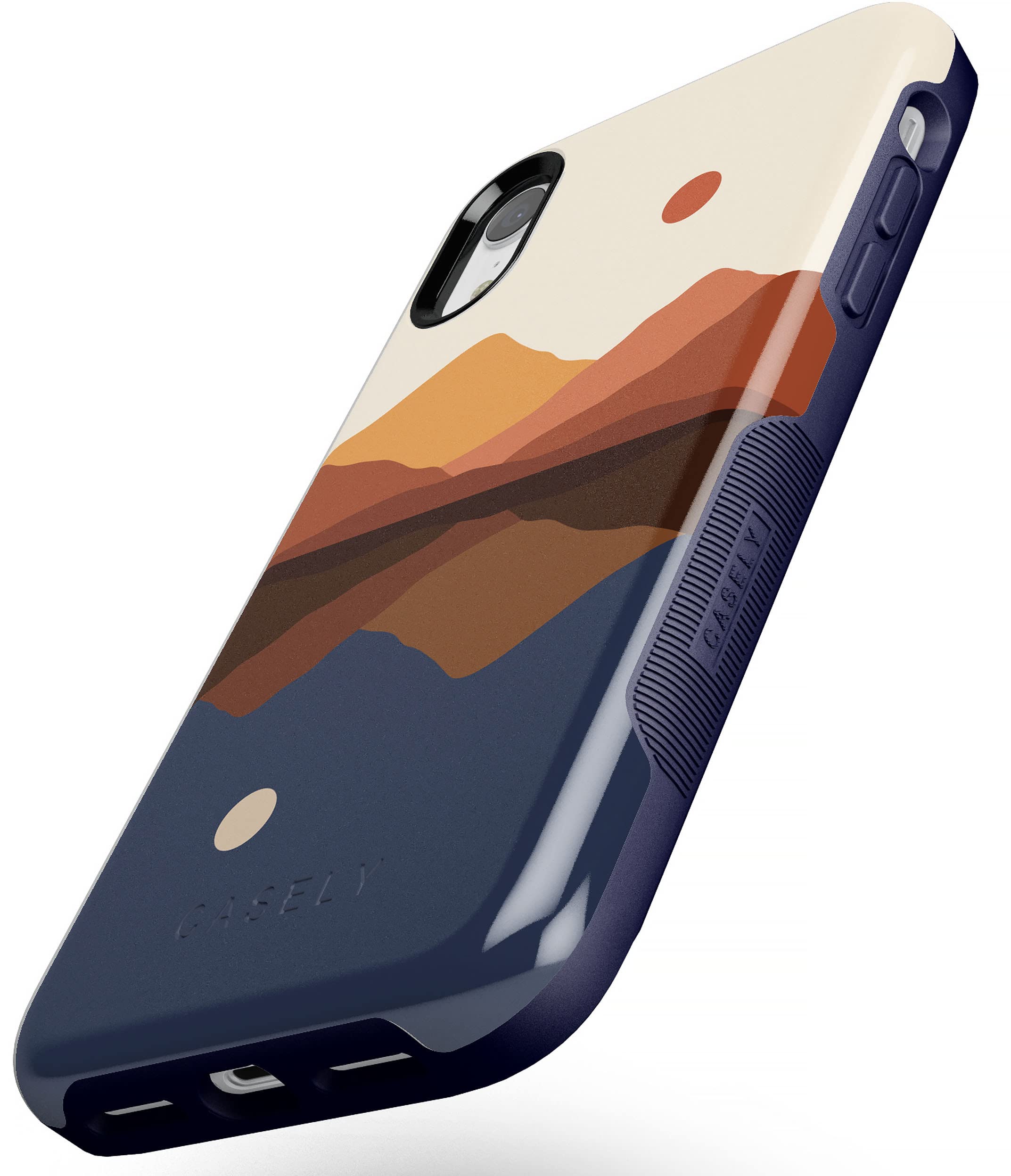 Casely iPhone XR Case - Opposites Attract Day & Night Colorblock Mountain Design | Protective Phone Cover for Women & Men | Perfect for Outdoor Adventures, Travel & Daily Use