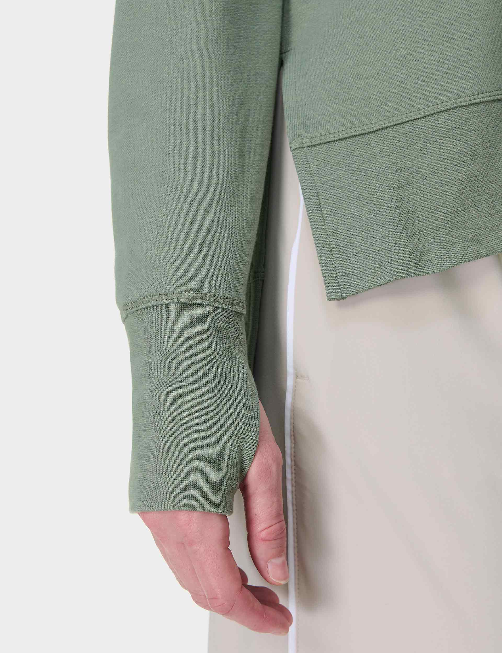 After Class Longline Sweatshirt for Women - Soft Oversized Pullover Hoodie in Willow Green | Casual Loungewear, Streetwear Fashion, College Outfit