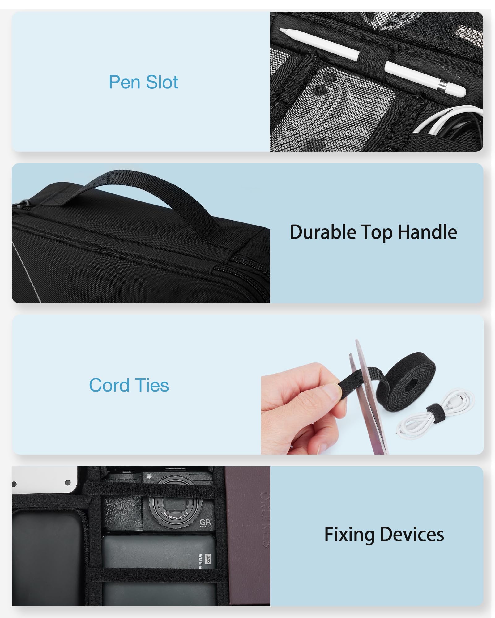 Bagsmart Large Double Layer Electronic Organizer Bag - Travel Cable Organizer for iPad, Chargers, Hard Drives & Accessories | Perfect for Business Trips, Daily Commute & Home Storage