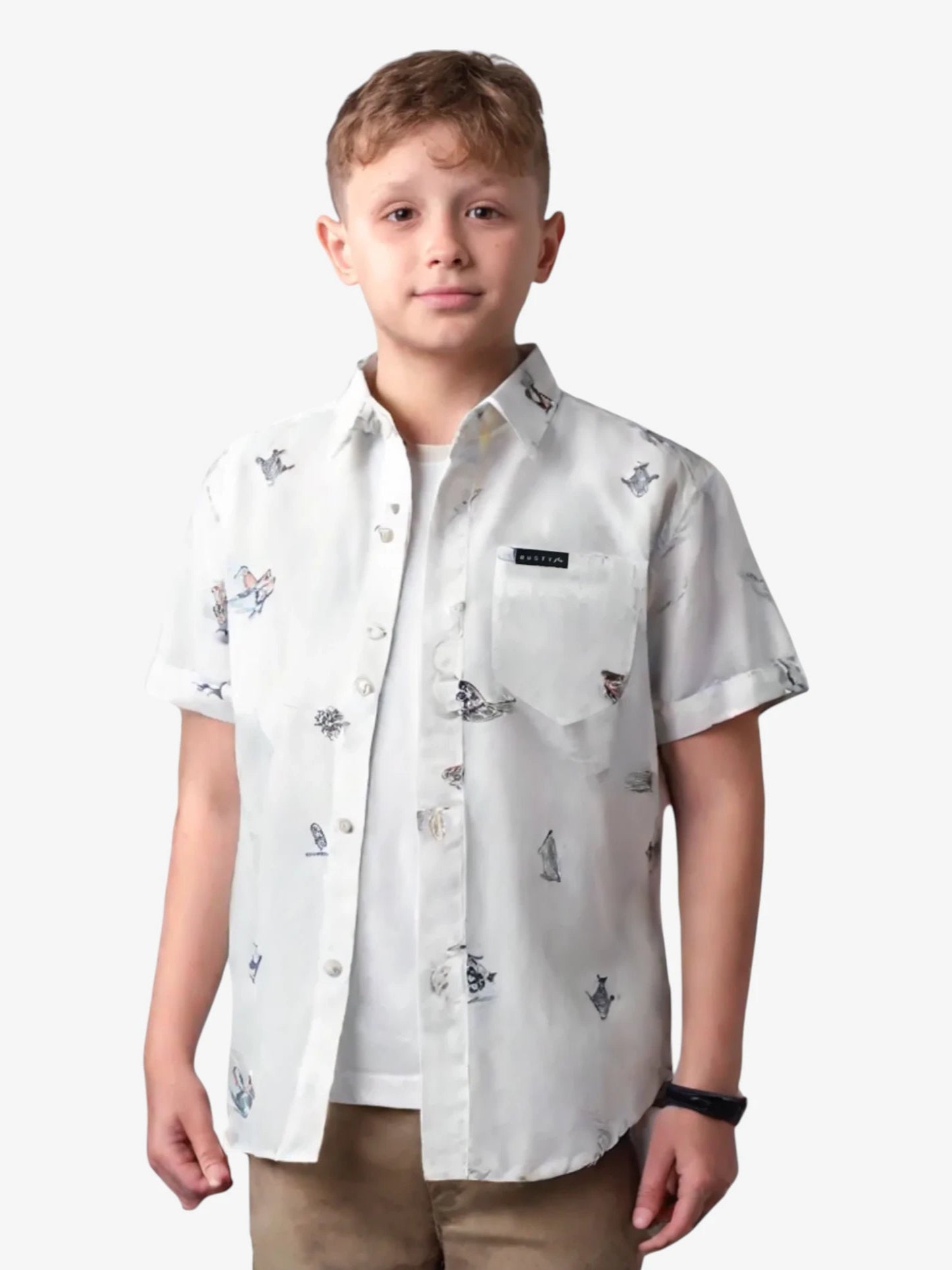 Rusty Wimdy Boys White Shirt - Comfortable Cotton T-Shirt for Kids - Perfect for School, Playdates & Casual Outings