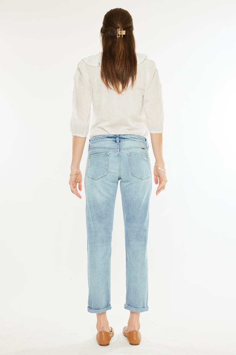 Stylish Aries Mid Rise Boyfriend Jeans for Women - Comfortable Stretch Denim Pants - Casual Everyday Wear for Outings & Weekend Looks