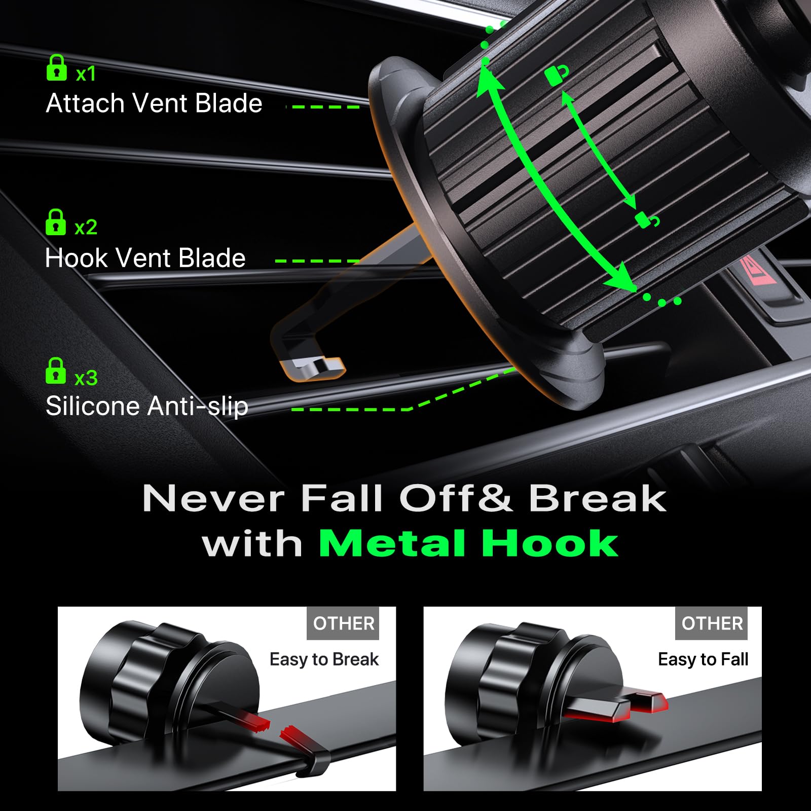 Miracase Magsafe Car Mount Charger - 15W Fast Magnetic Wireless Car Charger Compatible with iPhone 16/15/14/13/12 Series | Air Vent Phone Holder | Perfect for Safe Hands-Free Driving & GPS Navigation