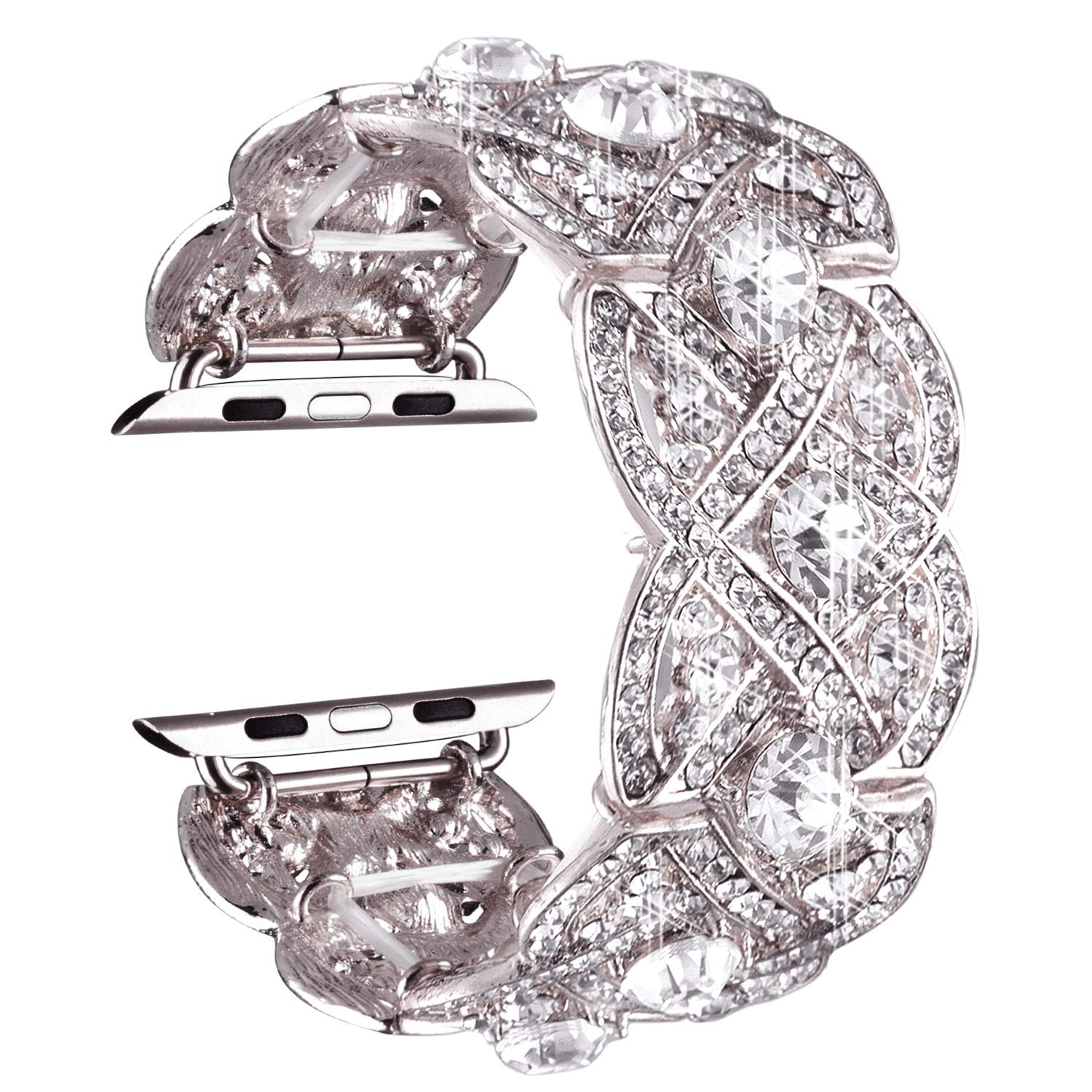 VIQIV Bling Bands for Apple Watch 40mm 44mm - Diamond Rhinestone Stainless Steel Metal Bracelet Strap Compatible with iWatch Series 1/2/3/4 - Elegant Women's Wristband for Party, Wedding & Daily Wear