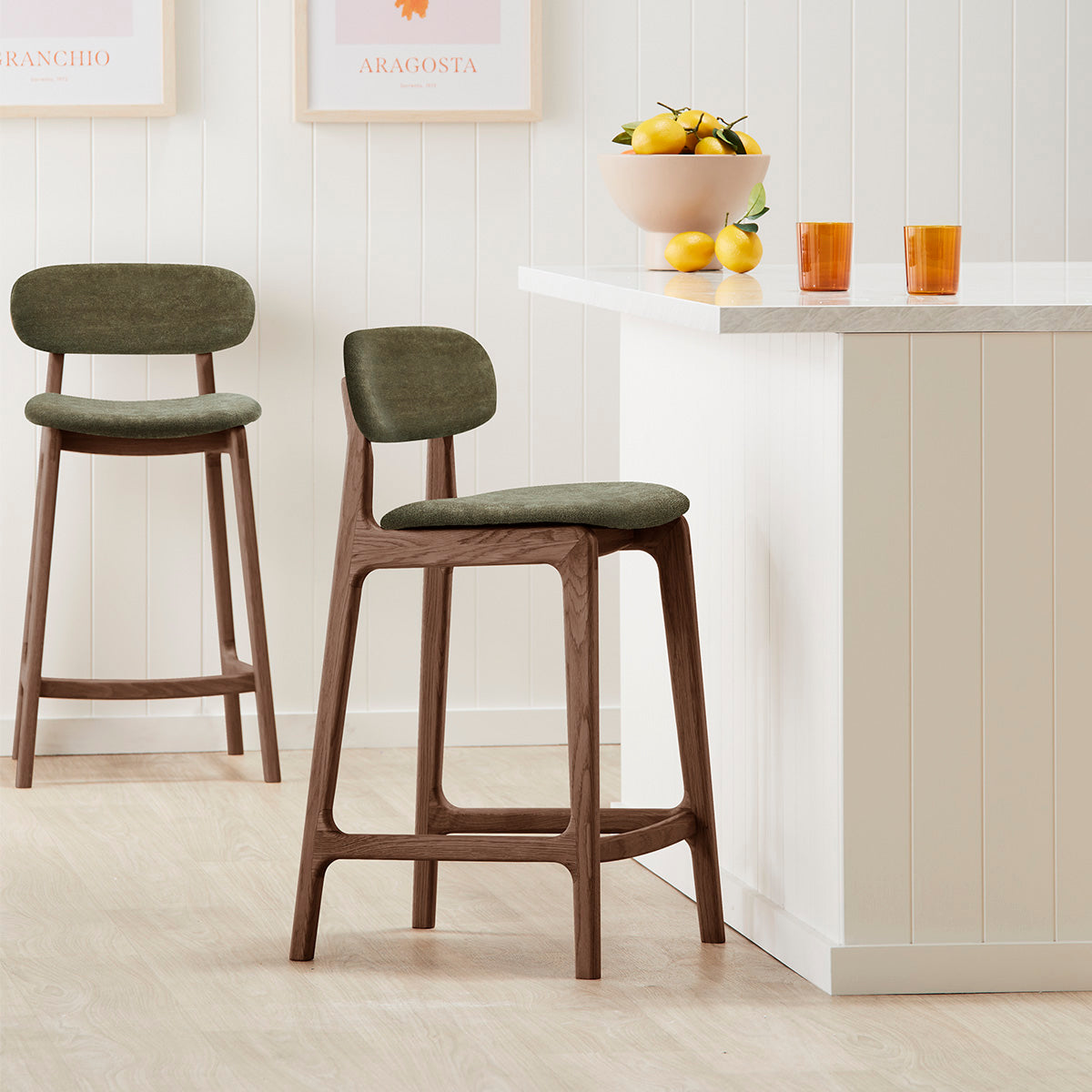 Premium Alaska Fabric Bar Stool - Comfortable & Stylish Counter Height Stool for Kitchen Island, Breakfast Nook, or Home Bar - Durable Upholstered Seat with Metal Base