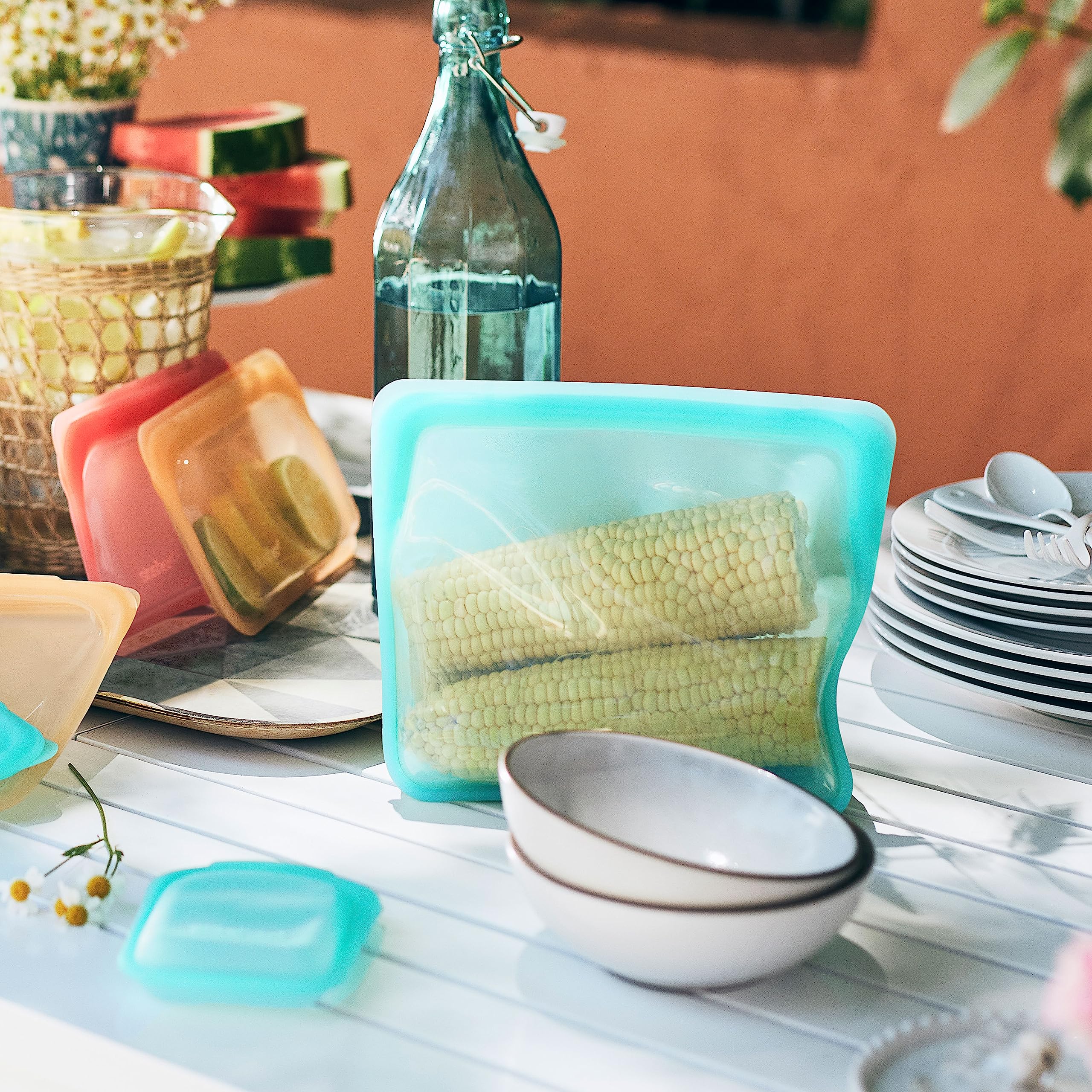 Stasher Premium Silicone Reusable Food Storage Bags 4-Pack | Endangered Seas Collection | BPA-Free, Leakproof, Dishwasher Safe Eco-Friendly Food Containers | Perfect for Meal Prep, School Lunch, Travel & Snack Storage