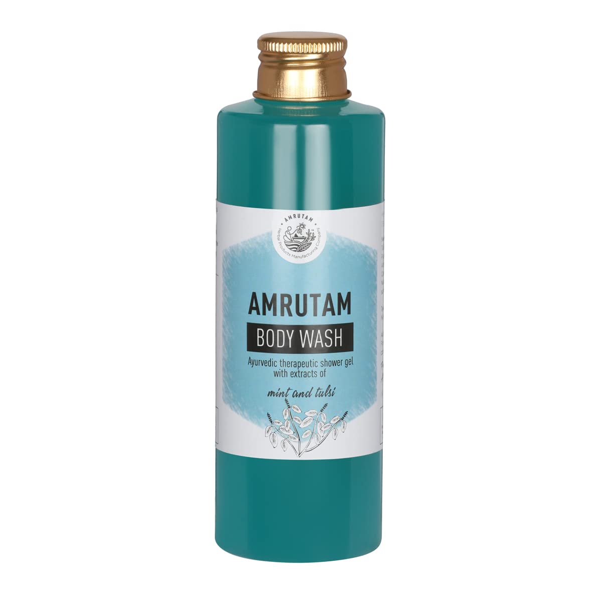 AMRUTAM Natural Body Wash with Aloe Vera, Mint & Tulsi - 200ml | Hydrating & Refreshing Shower Gel for Dry & Sensitive Skin | Perfect for Daily Use & Spa Days