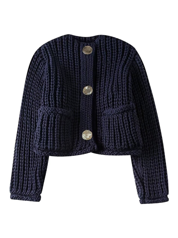 Stylish Knitted Long Sleeve Jacket for Women - Cozy Winter Cardigan, Fall Layering Piece, Casual Outerwear for Everyday Wear