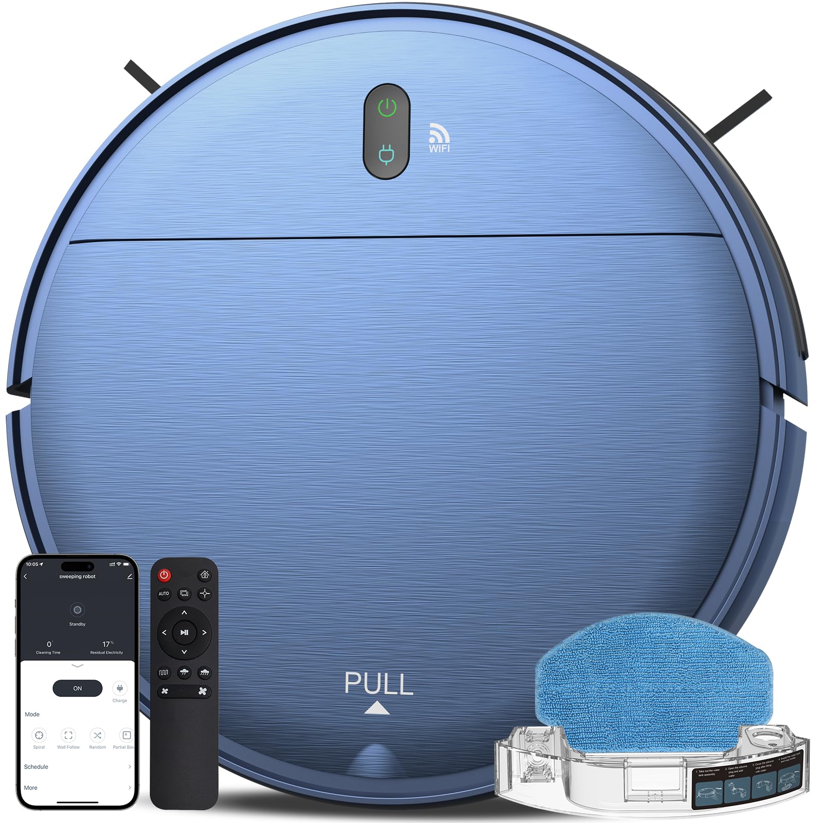 ZCWA WiFi Robot Vacuum & Mop - 4 Cleaning Modes for Pet Hair, Carpets & Corners - Home Cleaning Solution