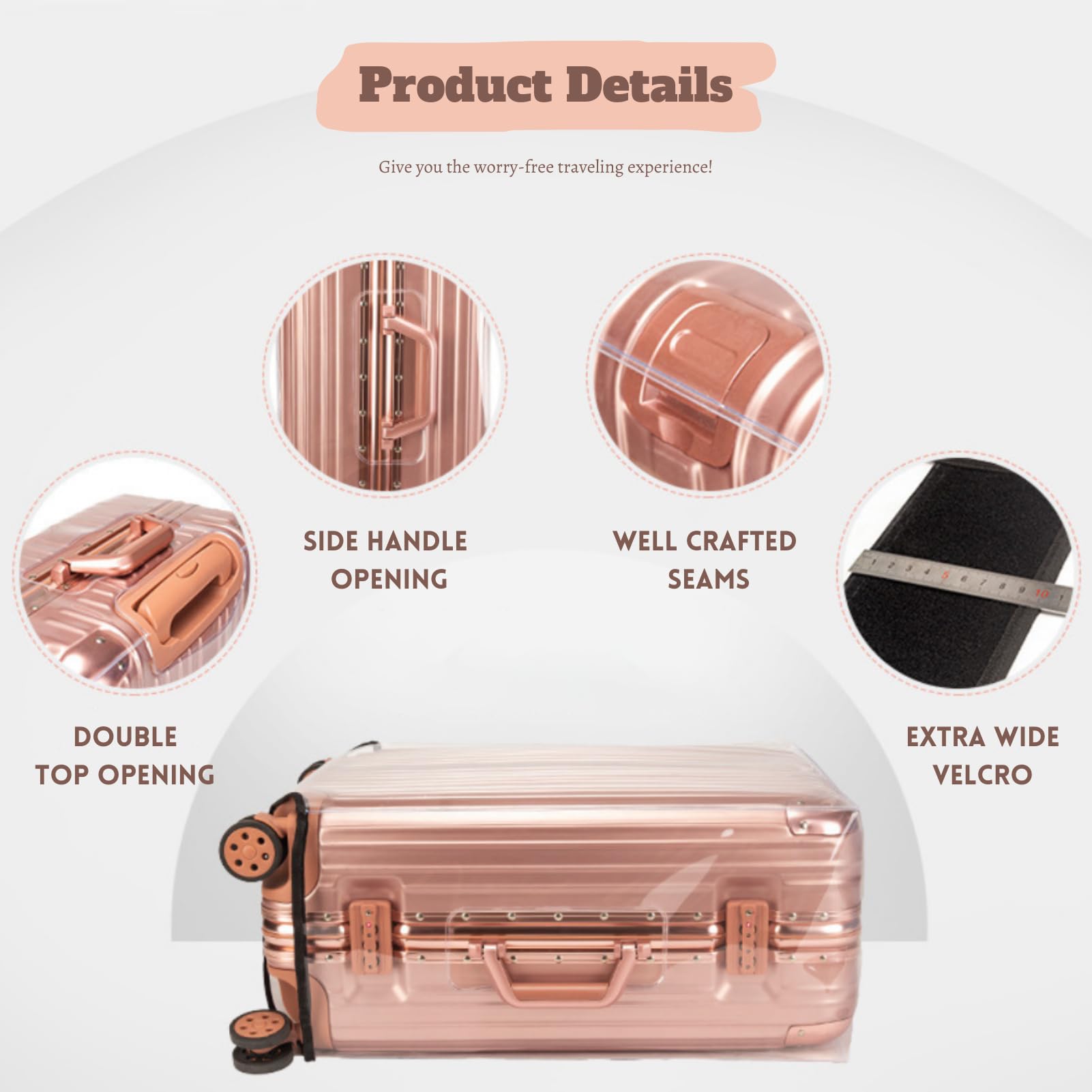 3 Pcs TSA Approved Transparent Waterproof Luggage Protector Covers for 20