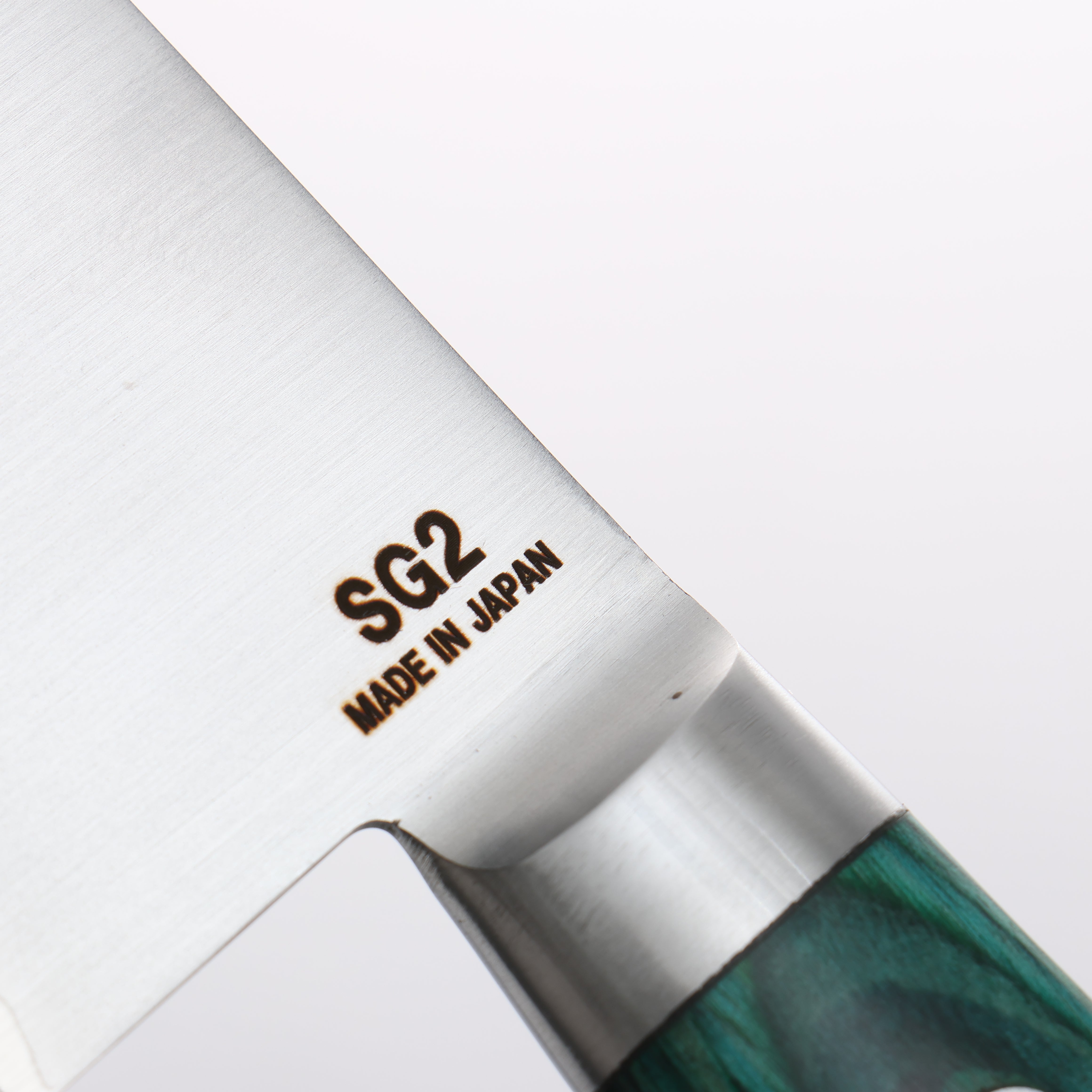 Higuchi SG2 Santoku Knife 180mm - Japanese Chef Knife with Green Pakka Wood Handle - Perfect for Slicing, Dicing, and Chopping Vegetables, Meat, and Fish