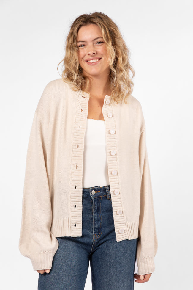 All We Have Beige Button Front Cardigan for Women - Cozy Knit Sweater with Front Pockets | Perfect for Fall Layering, Office Wear & Casual Outfits