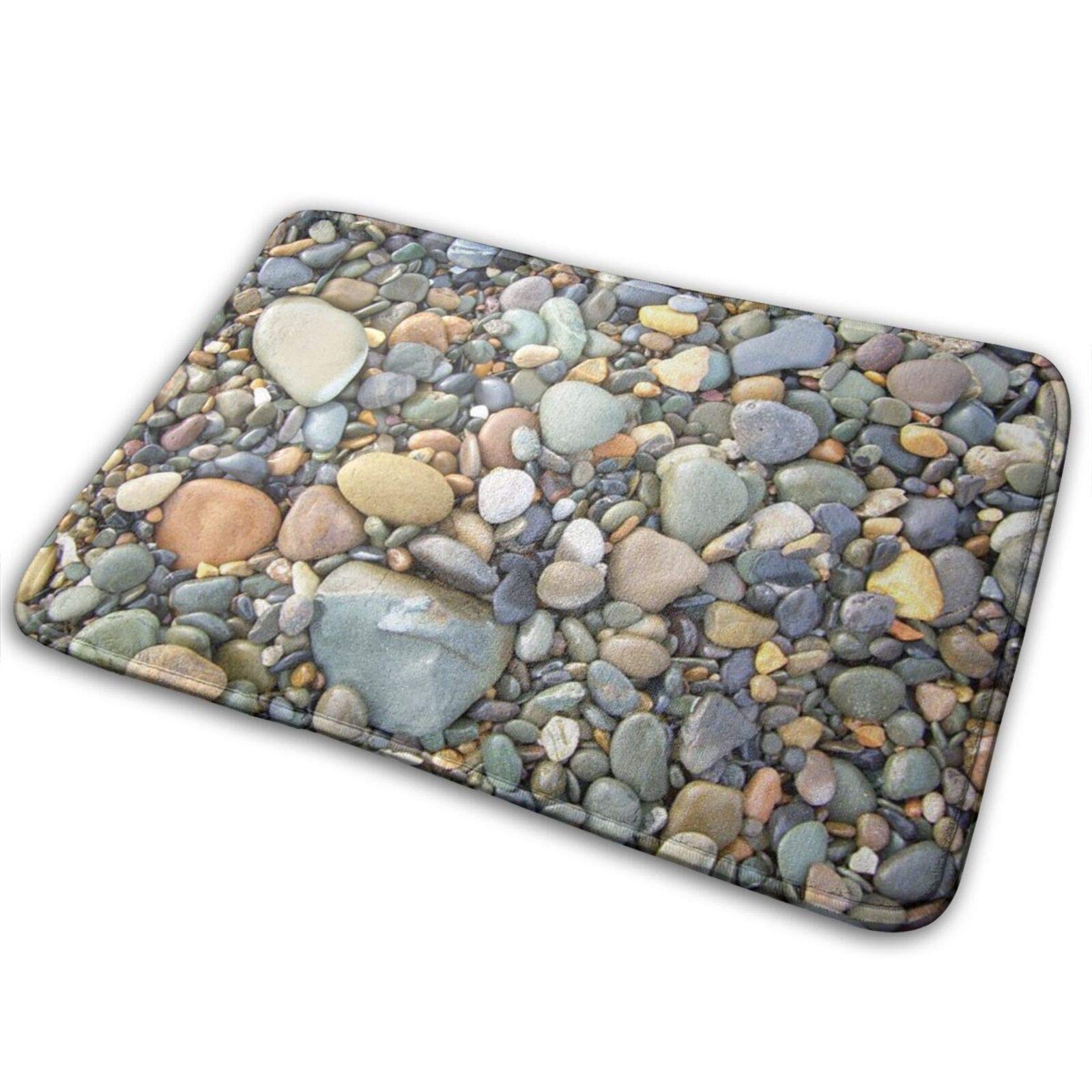 Non-Slip Memory Foam Bath Mat – Ultra Absorbent & Soft Funny Pebble Stone Design – 15.7